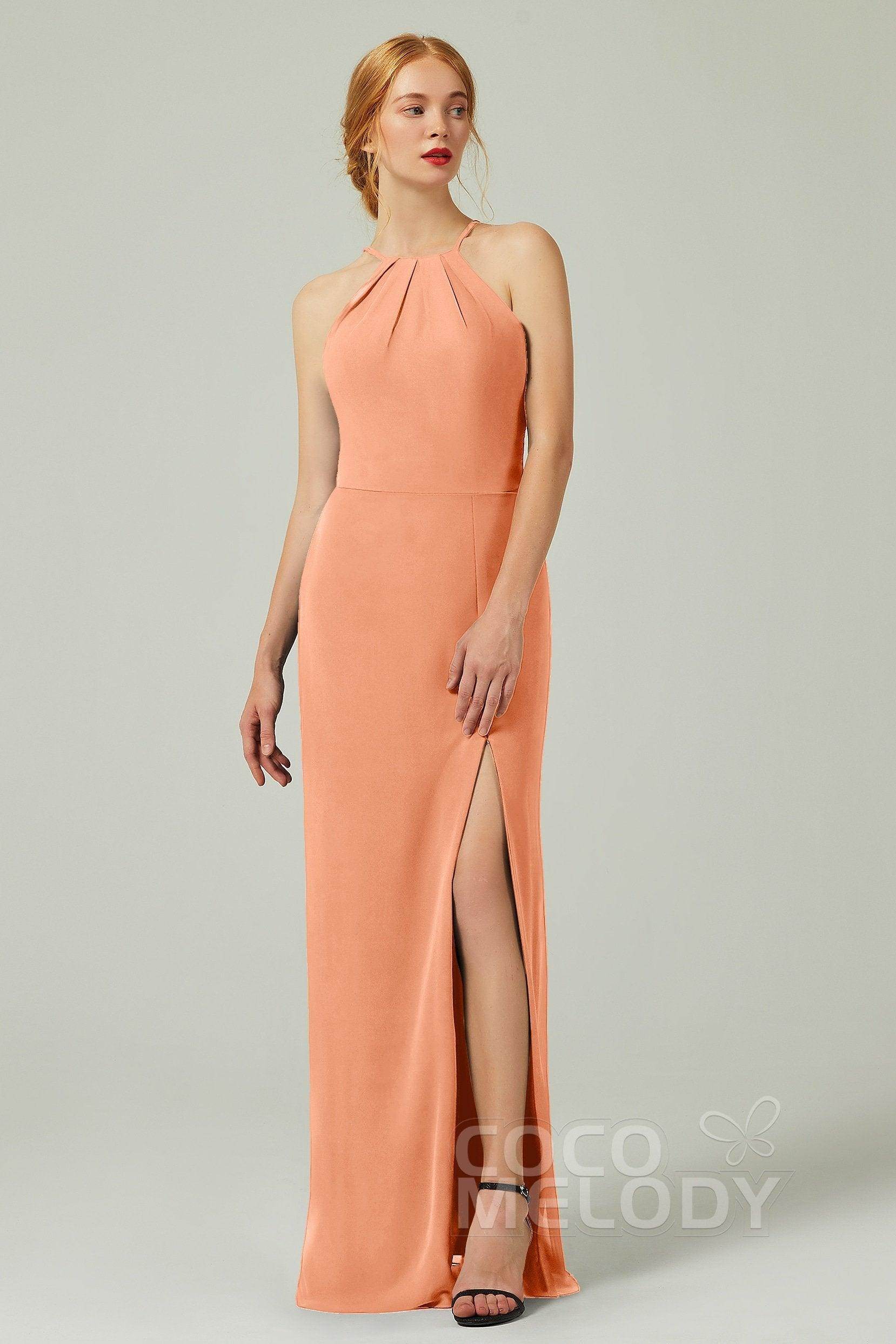 Sheath-Column Floor Length Chiffon Bridesmaid Dress Formal Dresses CB0337