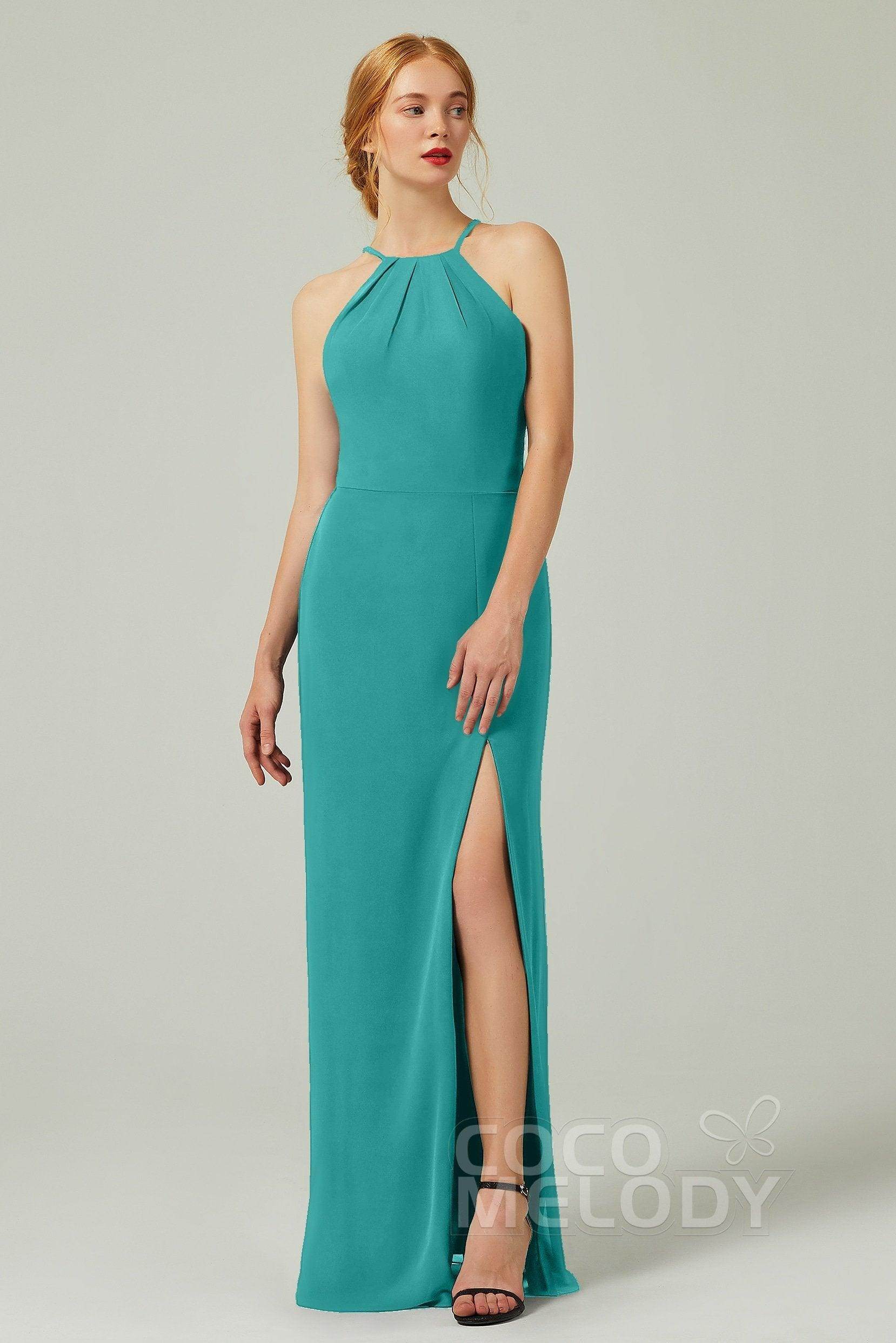 Sheath-Column Floor Length Chiffon Bridesmaid Dress Formal Dresses CB0337