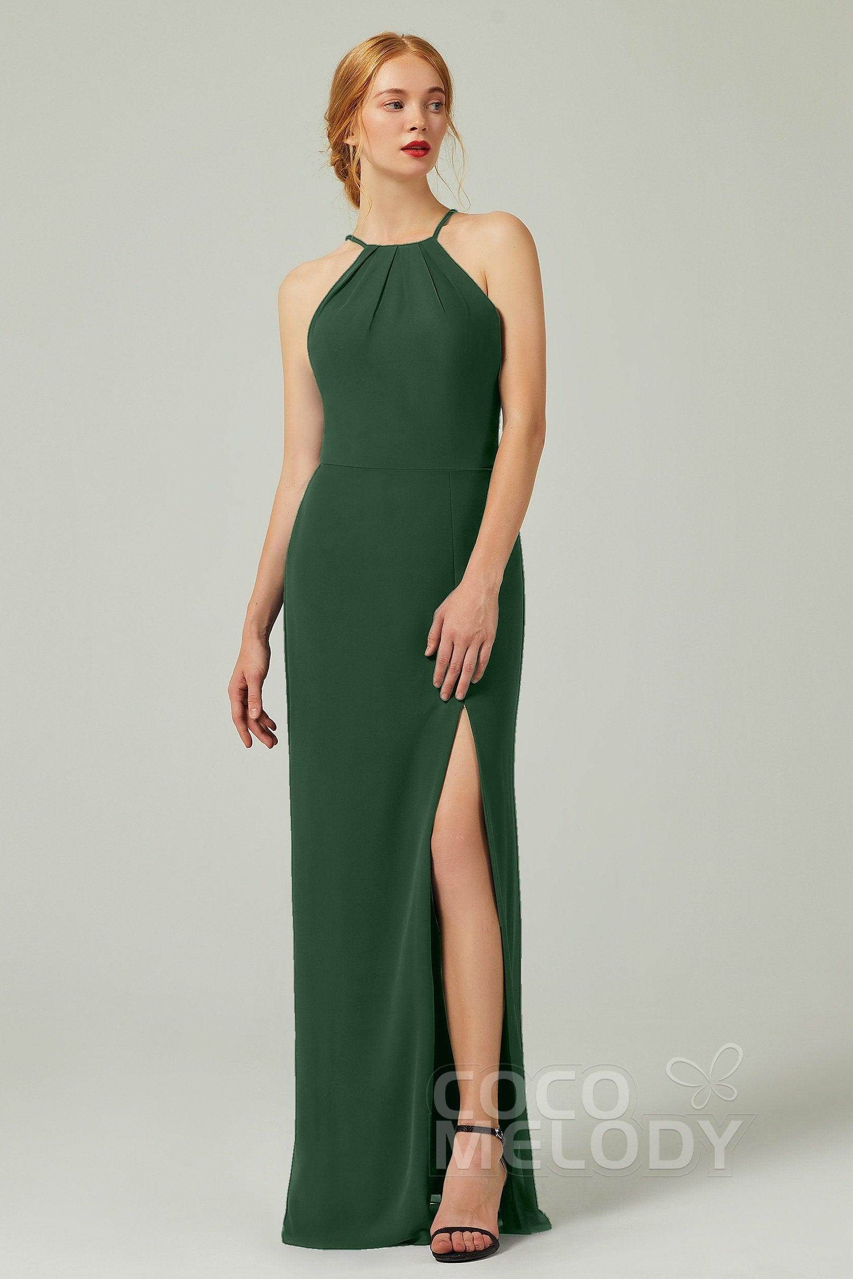Sheath-Column Floor Length Chiffon Bridesmaid Dress Formal Dresses CB0337