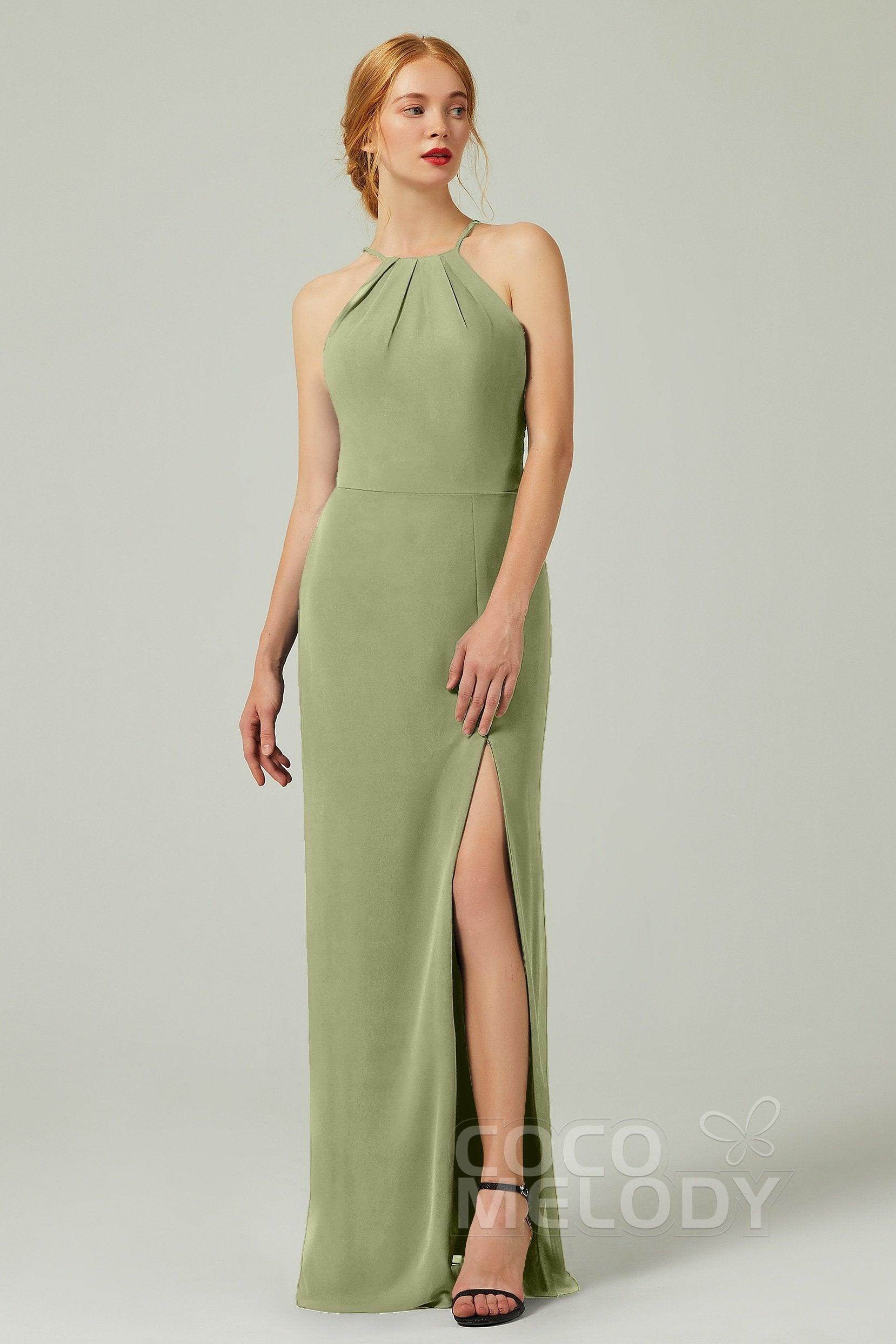 Sheath-Column Floor Length Chiffon Bridesmaid Dress Formal Dresses CB0337