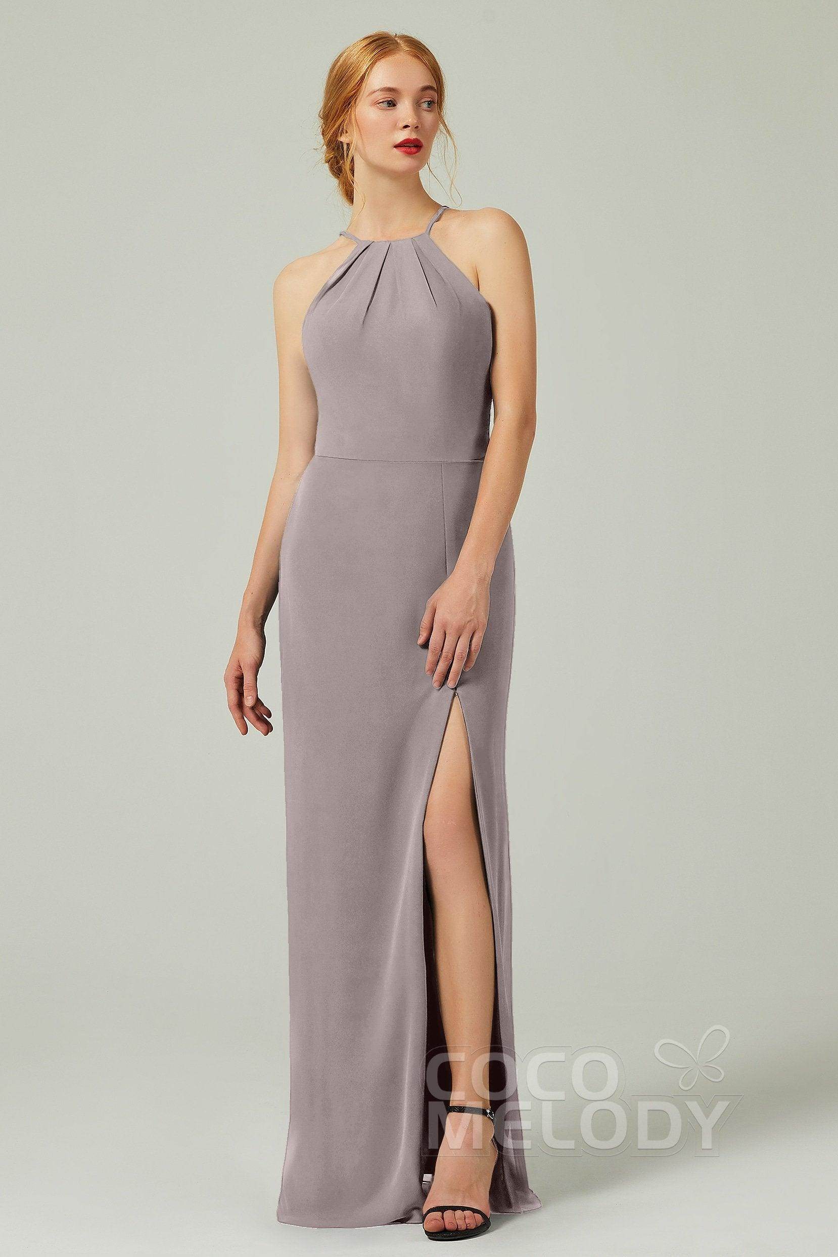 Sheath-Column Floor Length Chiffon Bridesmaid Dress Formal Dresses CB0337