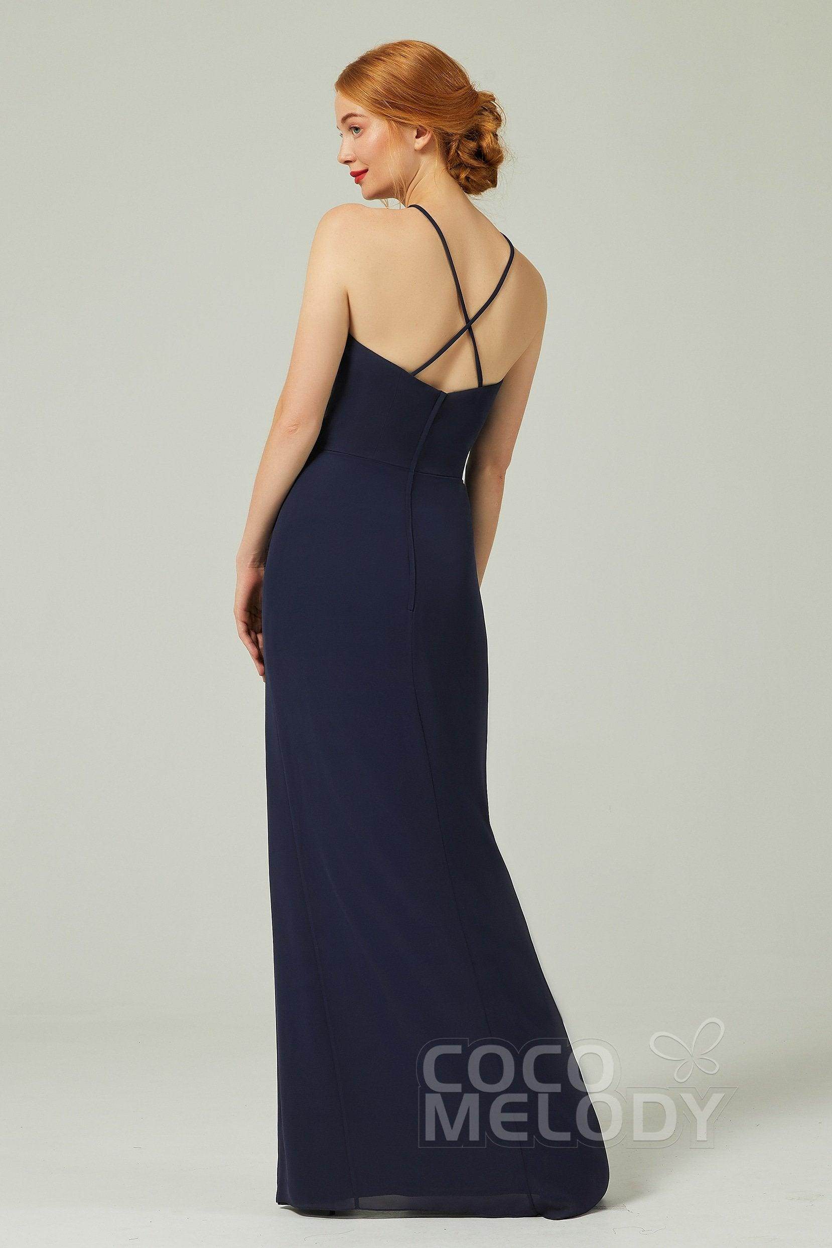 Sheath-Column Floor Length Chiffon Bridesmaid Dress Formal Dresses CB0337