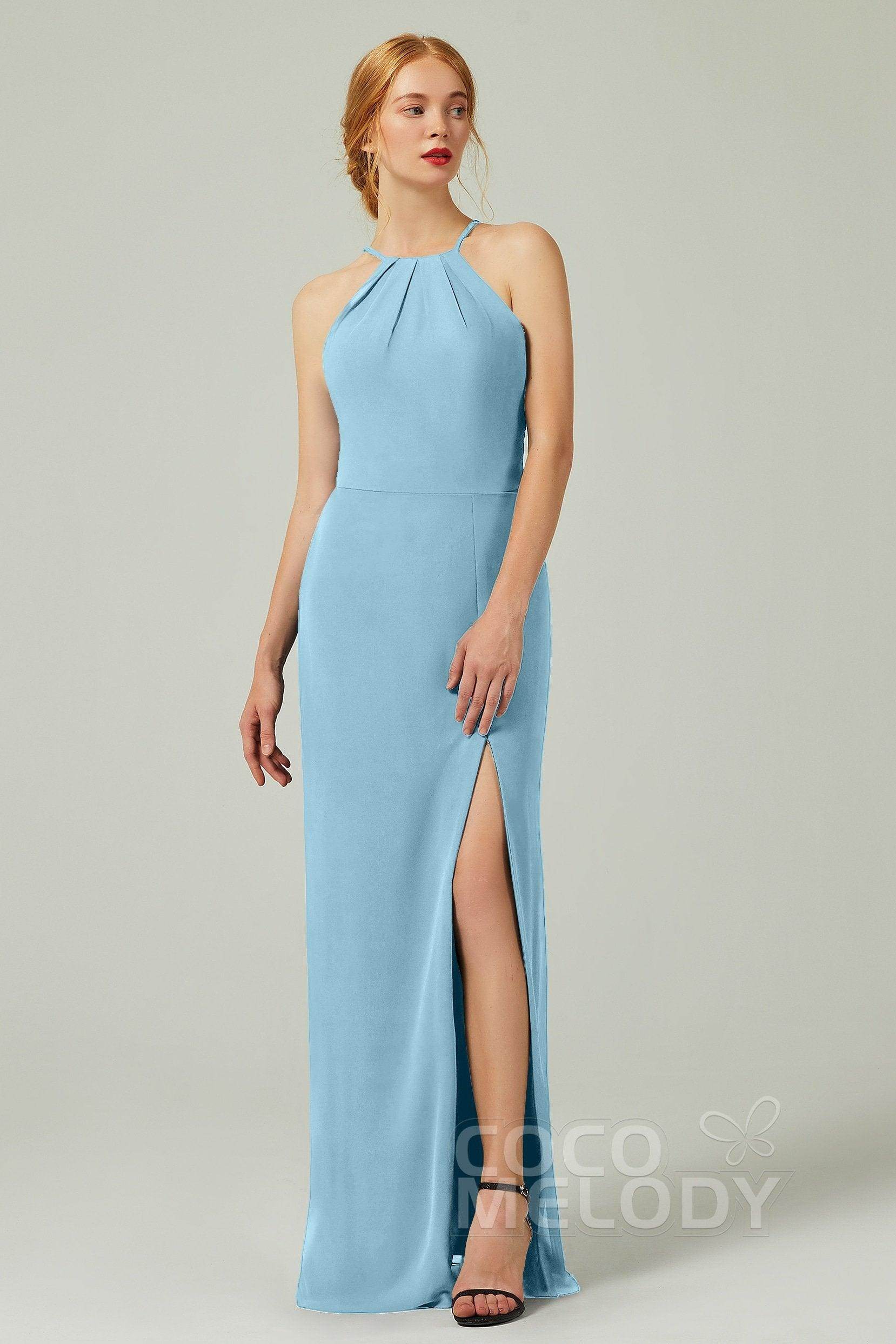 Sheath-Column Floor Length Chiffon Bridesmaid Dress Formal Dresses CB0337