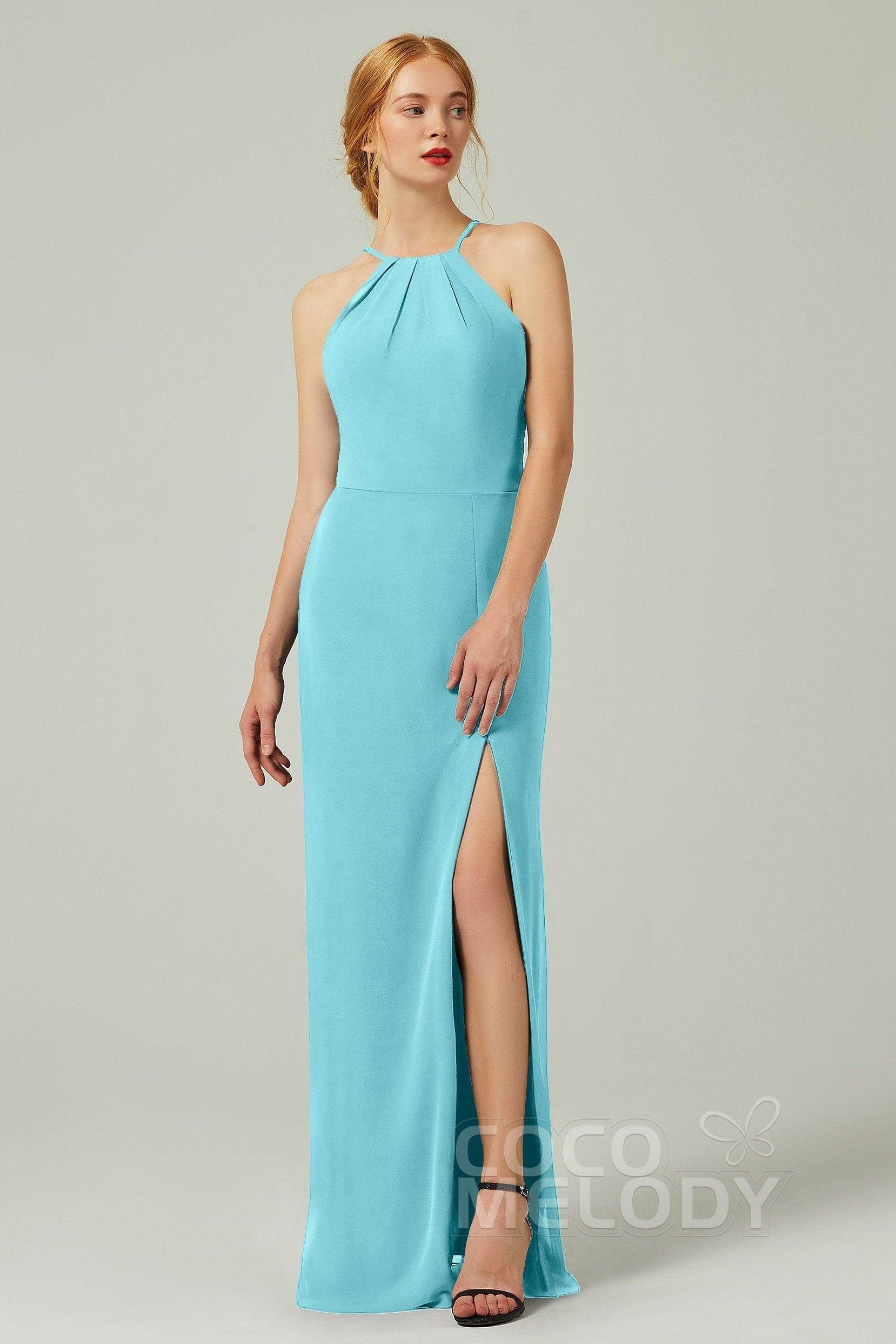 Sheath-Column Floor Length Chiffon Bridesmaid Dress Formal Dresses CB0337