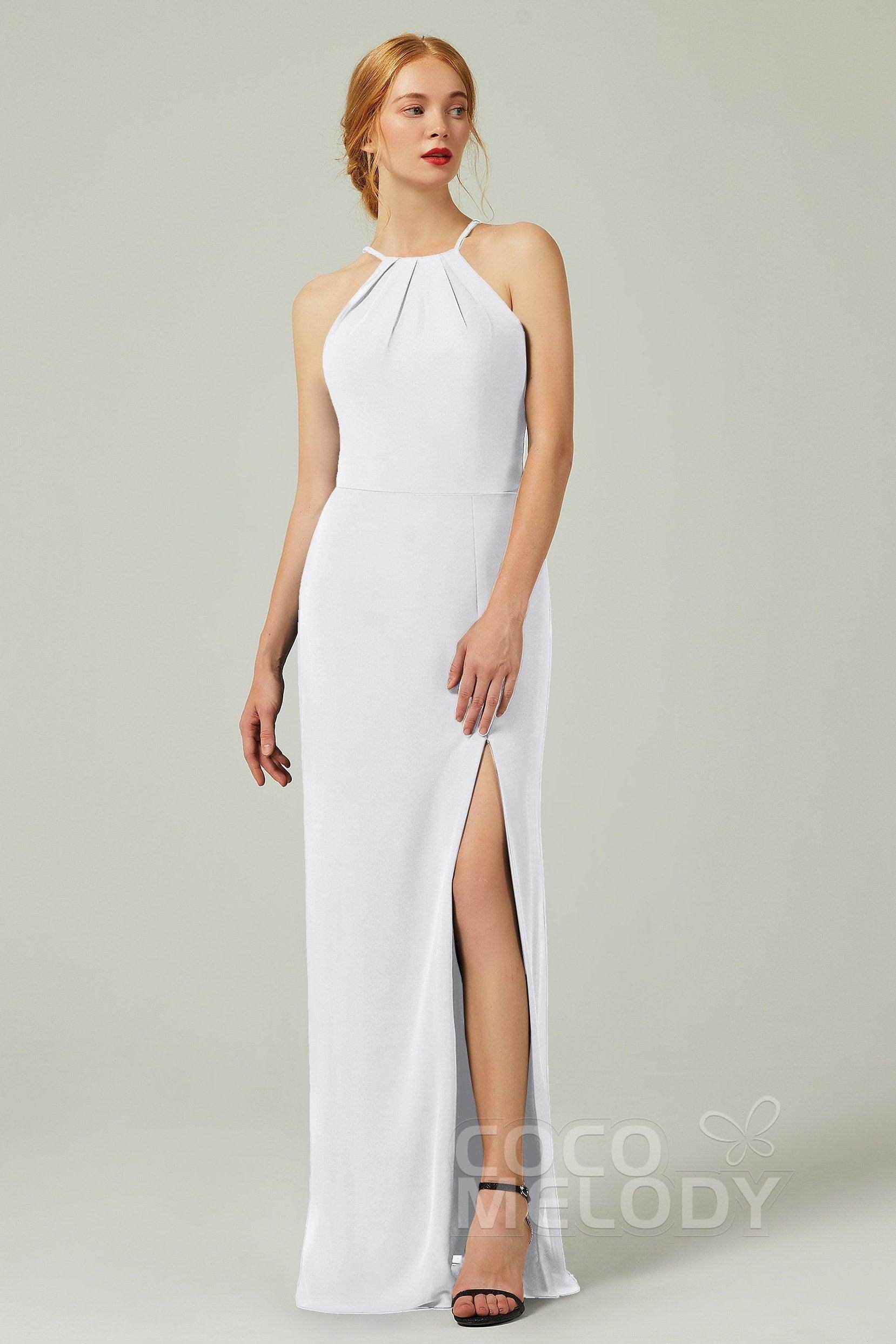 Sheath-Column Floor Length Chiffon Bridesmaid Dress Formal Dresses CB0337