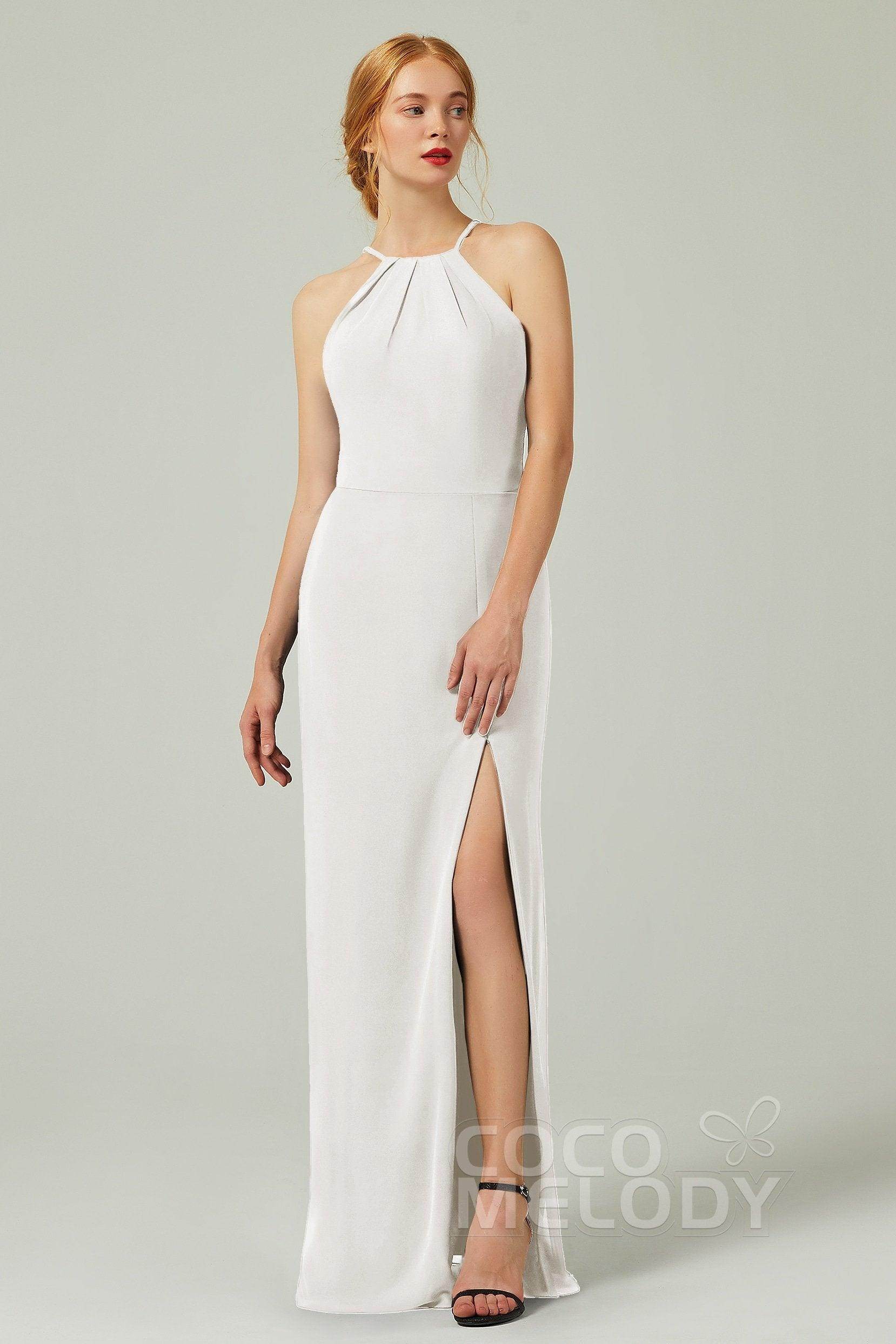 Sheath-Column Floor Length Chiffon Bridesmaid Dress Formal Dresses CB0337