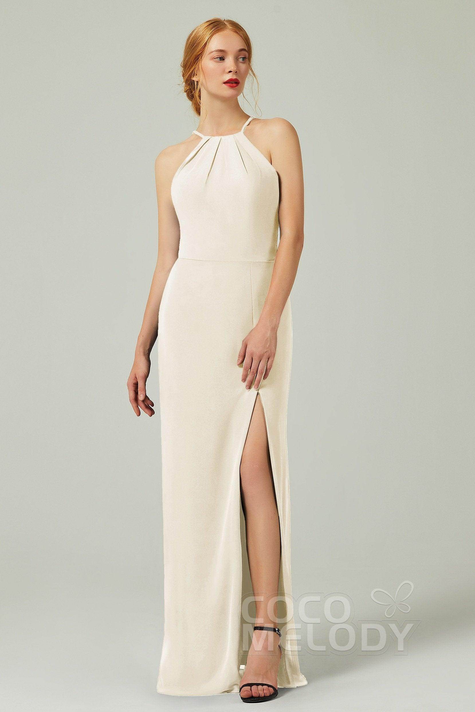 Sheath-Column Floor Length Chiffon Bridesmaid Dress Formal Dresses CB0337