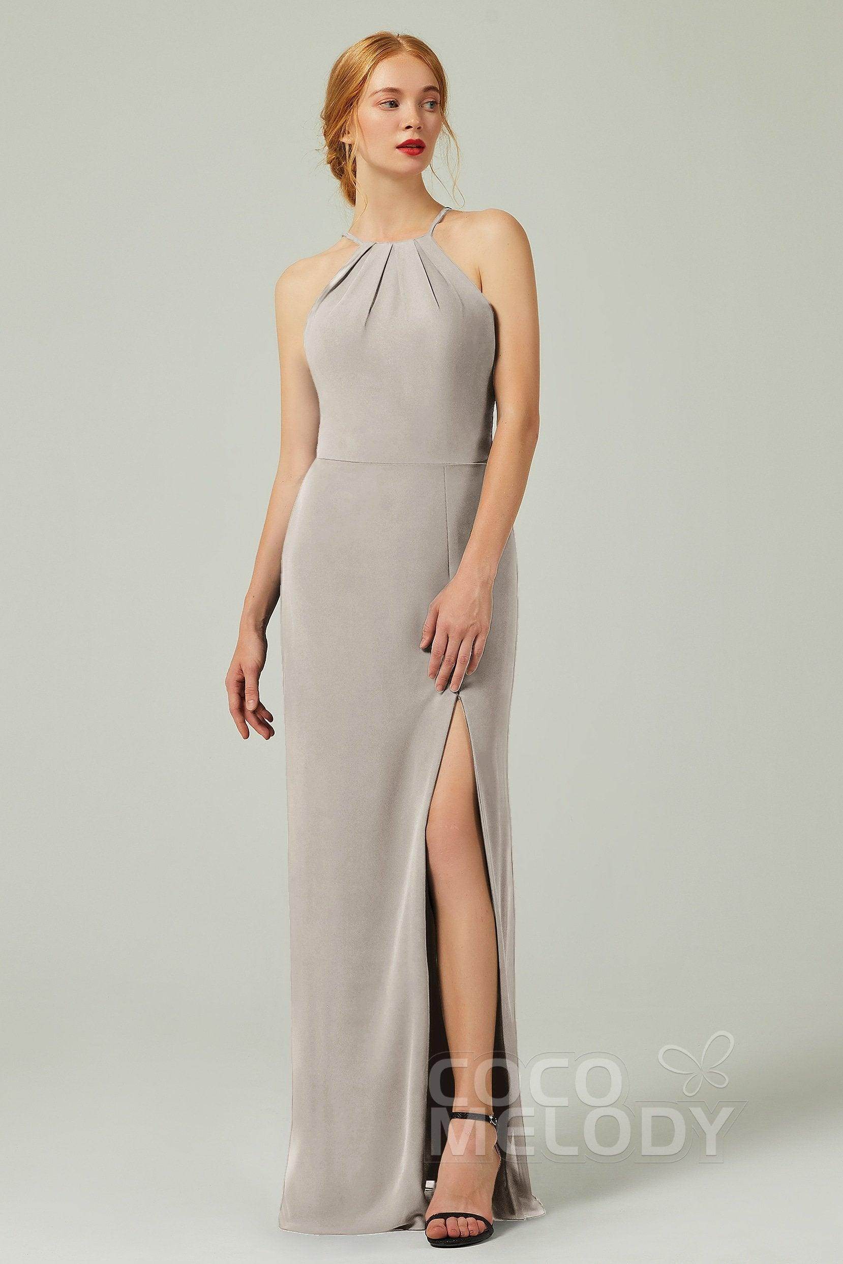 Sheath-Column Floor Length Chiffon Bridesmaid Dress Formal Dresses CB0337