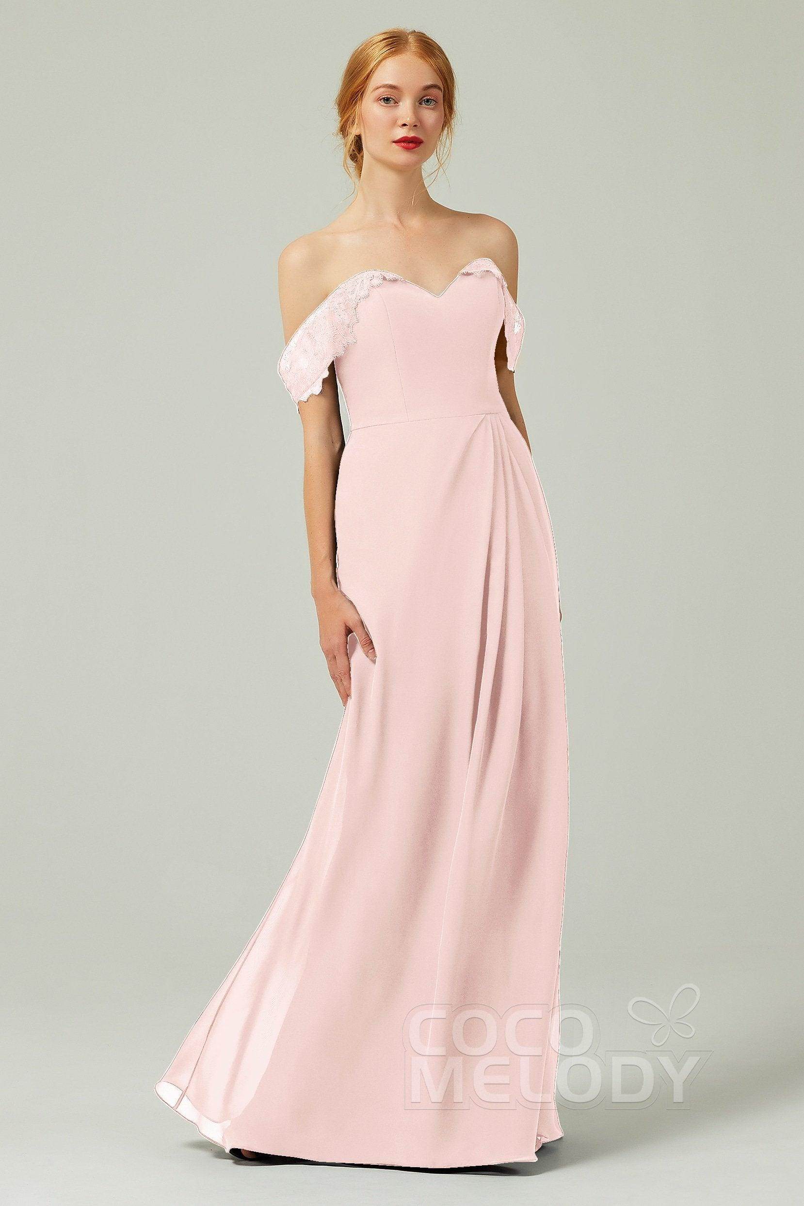 Sheath-Column Floor Length Chiffon Bridesmaid Dress Formal Dresses CB0338