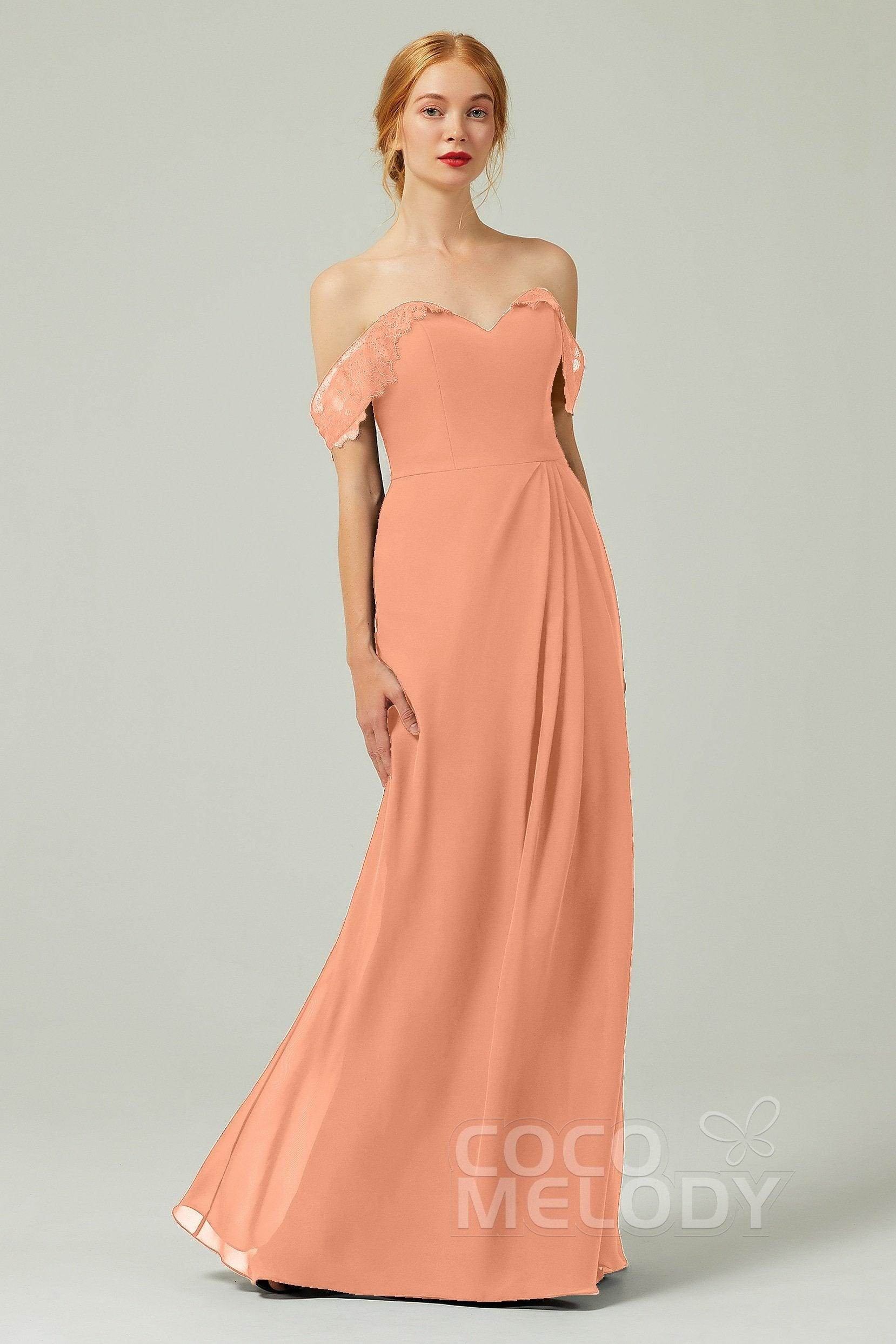 Sheath-Column Floor Length Chiffon Bridesmaid Dress Formal Dresses CB0338
