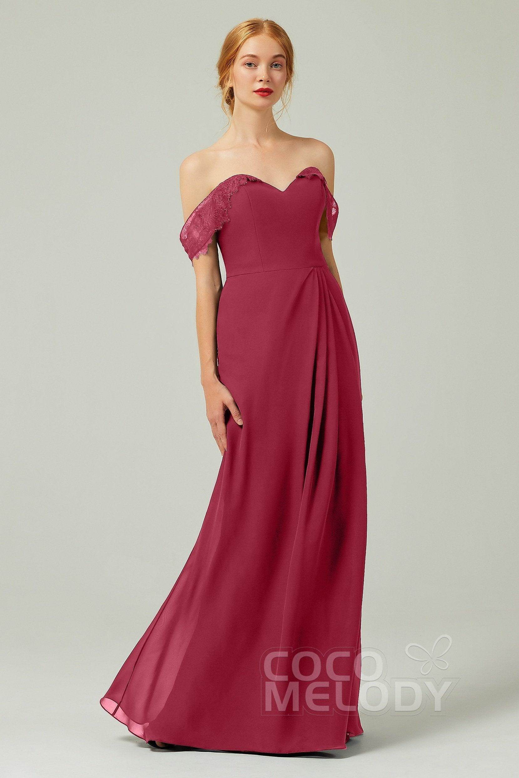 Sheath-Column Floor Length Chiffon Bridesmaid Dress Formal Dresses CB0338