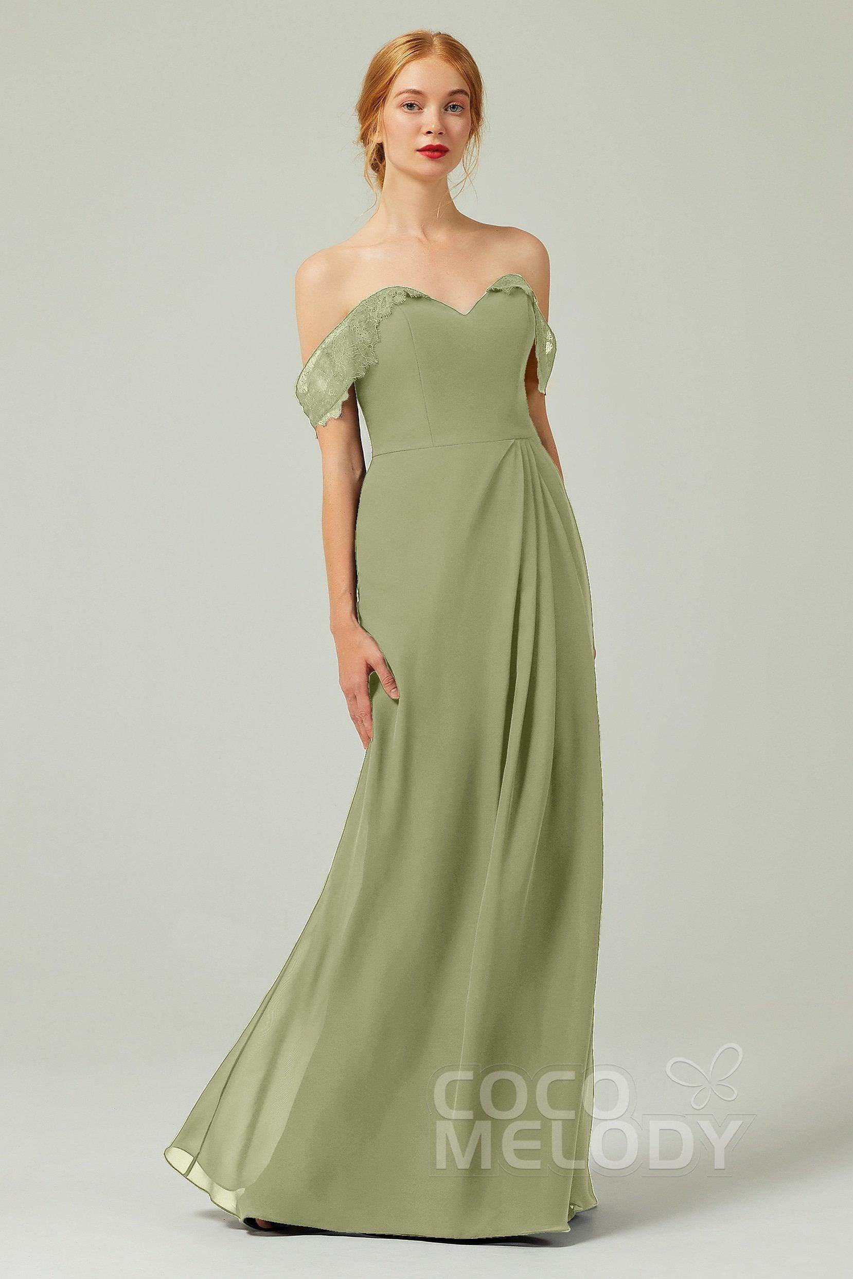 Sheath-Column Floor Length Chiffon Bridesmaid Dress Formal Dresses CB0338