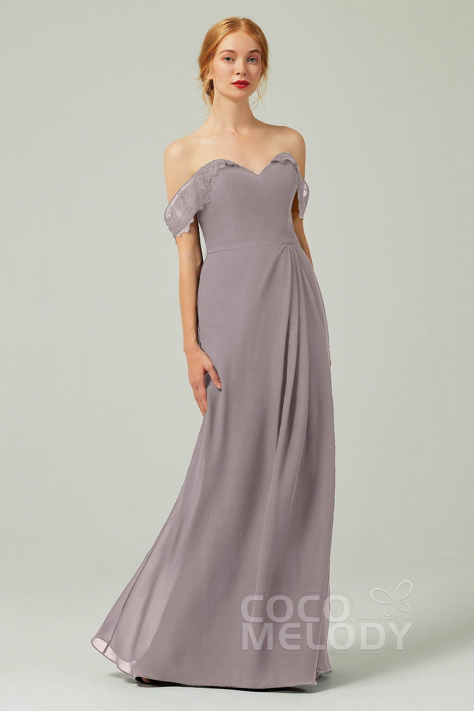 Sheath-Column Floor Length Chiffon Bridesmaid Dress Formal Dresses CB0338