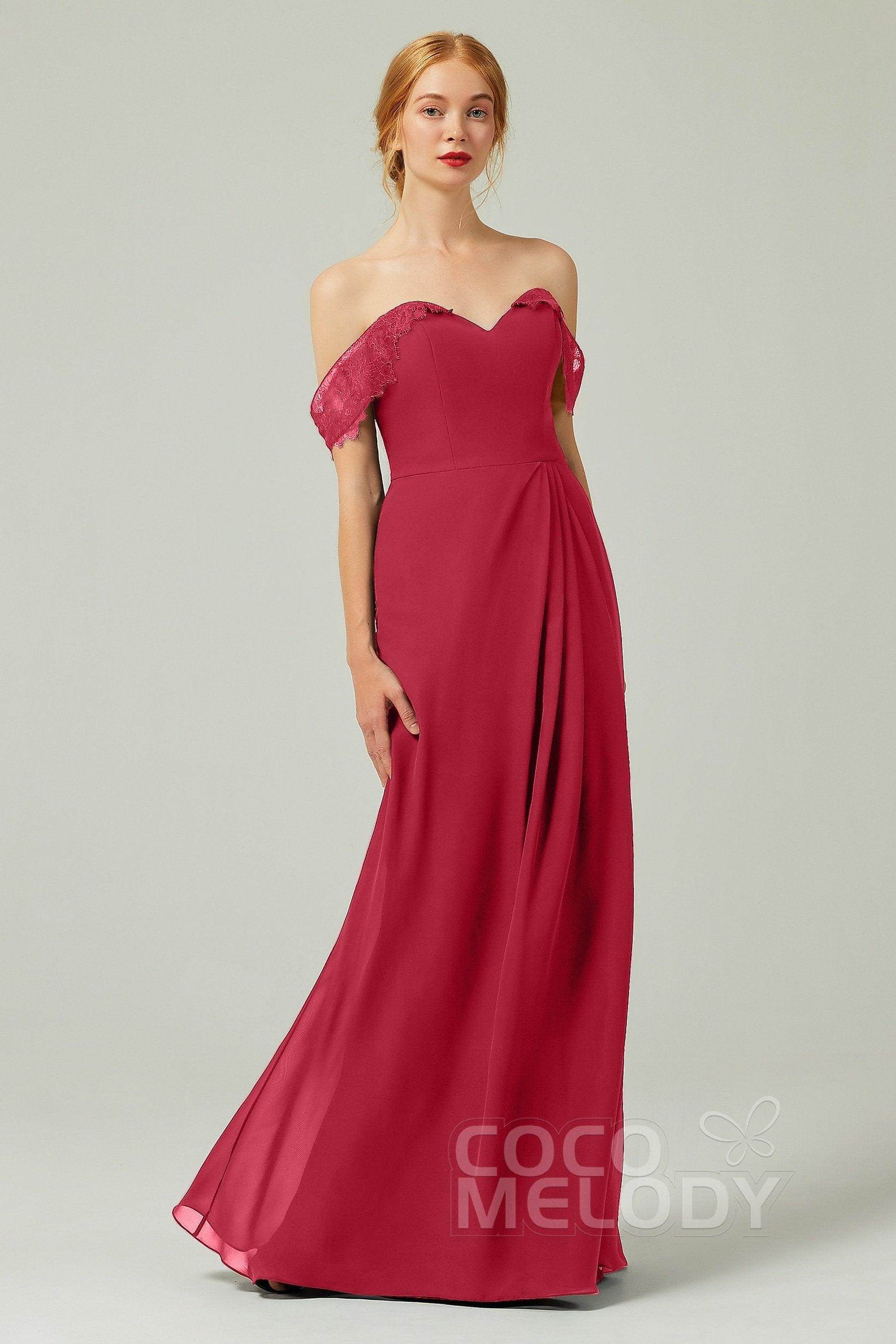 Sheath-Column Floor Length Chiffon Bridesmaid Dress Formal Dresses CB0338
