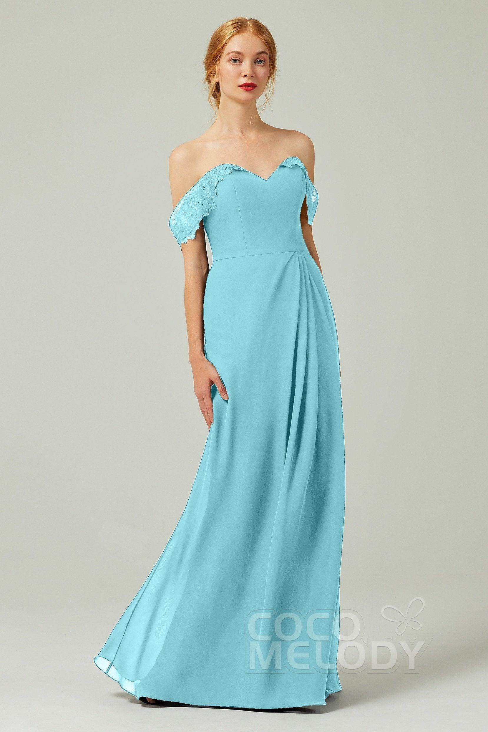Sheath-Column Floor Length Chiffon Bridesmaid Dress Formal Dresses CB0338