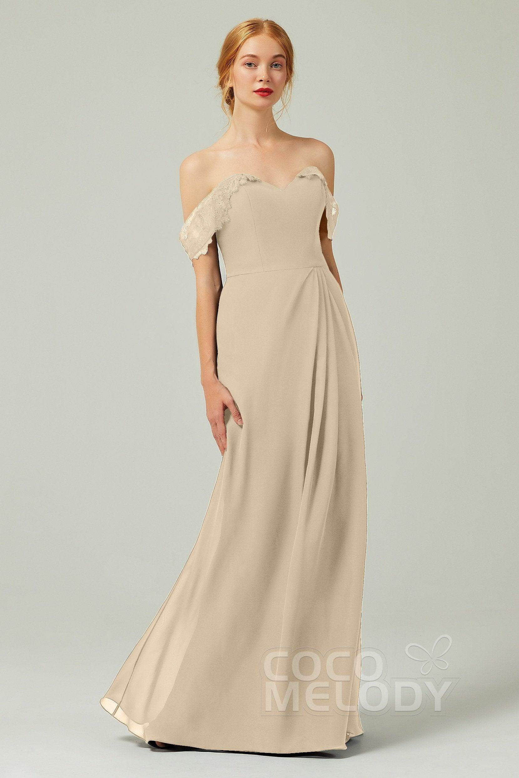 Sheath-Column Floor Length Chiffon Bridesmaid Dress Formal Dresses CB0338
