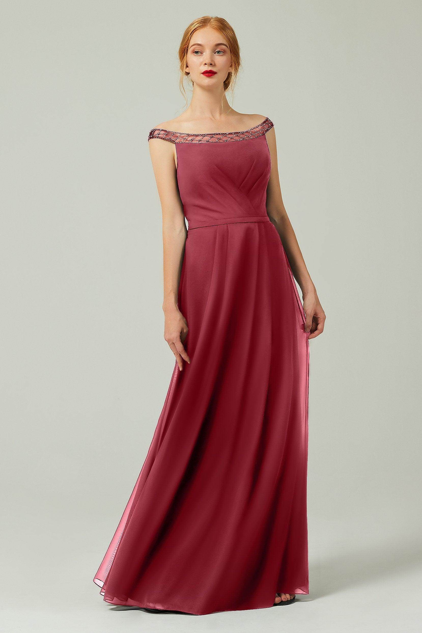A-Line Floor Length Chiffon Bridesmaid Dress Formal Dresses CB0339