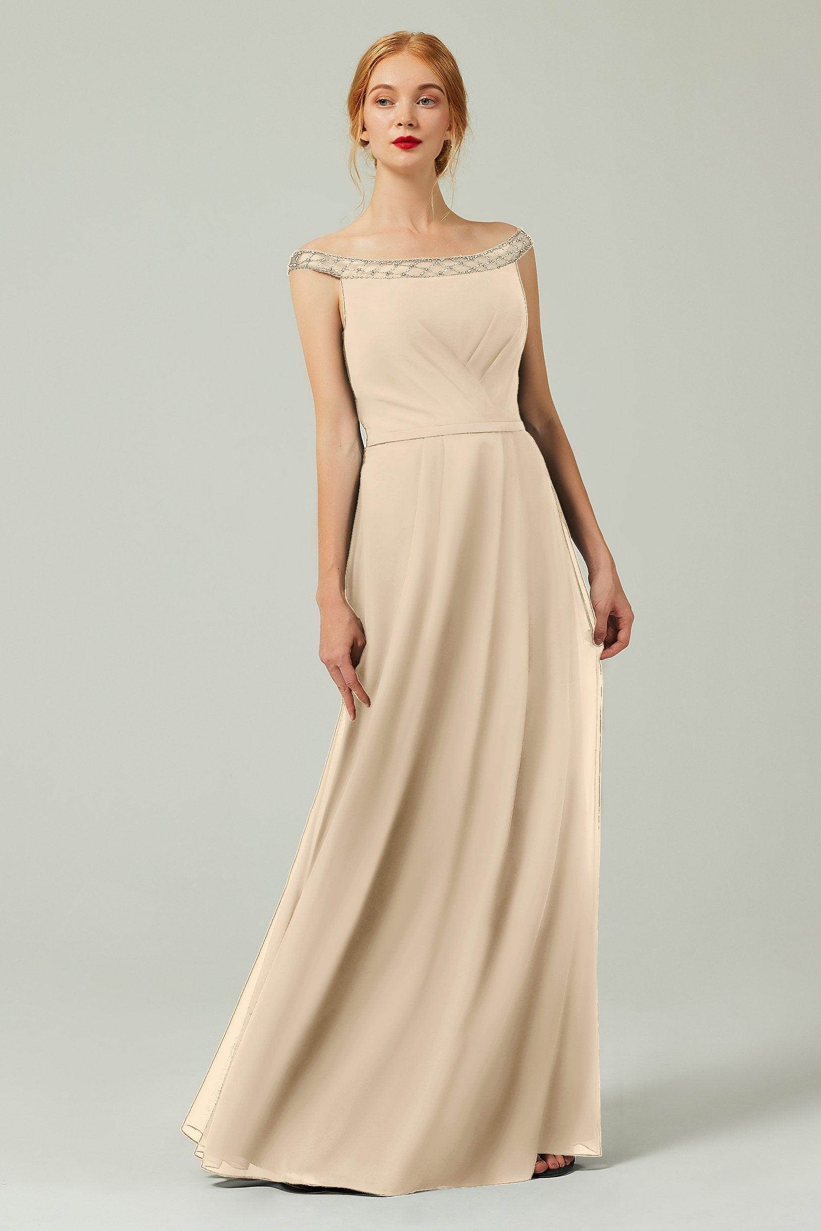 A-Line Floor Length Chiffon Bridesmaid Dress Formal Dresses CB0339
