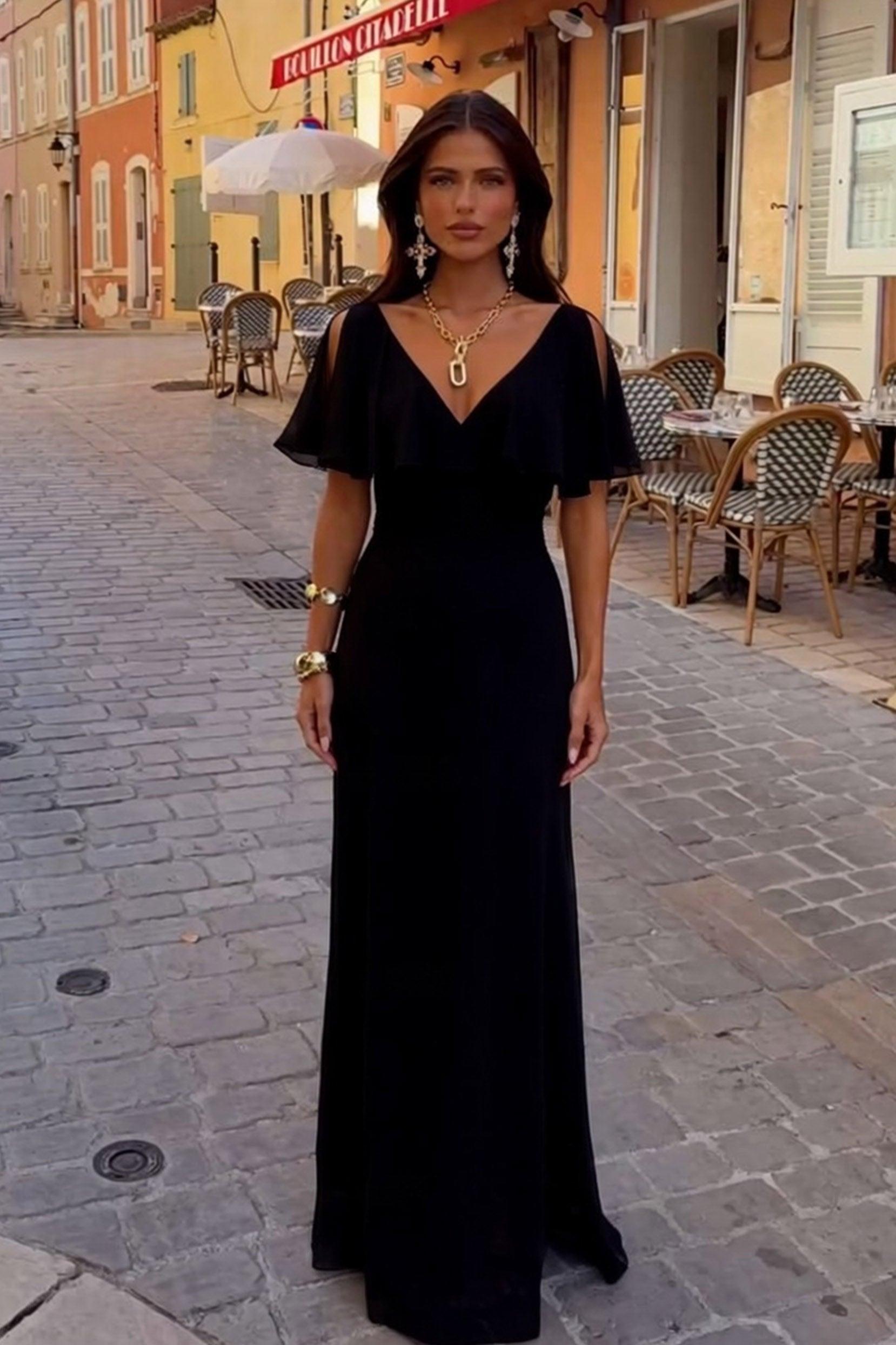 Sheath-Column Floor Length Chiffon Bridesmaid Dress Formal Dresses CB0341