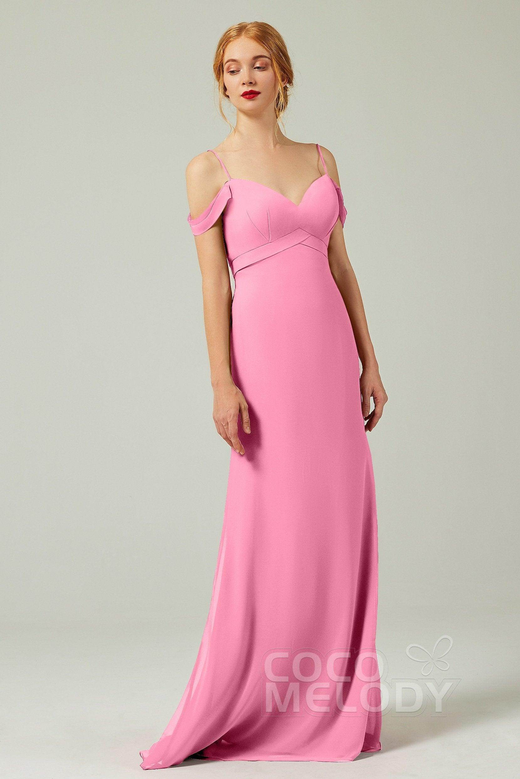 Sheath-Column Floor Length Chiffon Bridesmaid Dress Formal Dresses CB0343