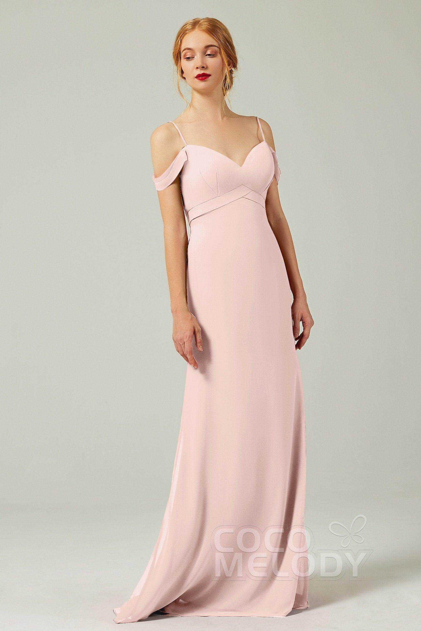 Sheath-Column Floor Length Chiffon Bridesmaid Dress Formal Dresses CB0343