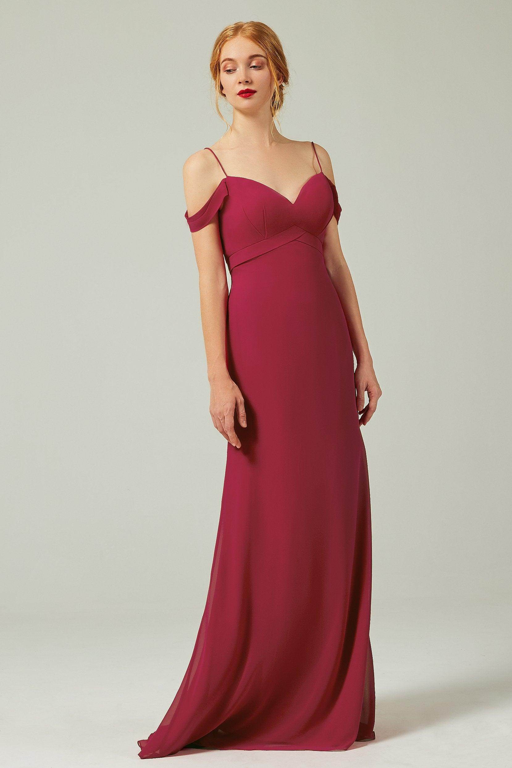 Sheath-Column Floor Length Chiffon Bridesmaid Dress Formal Dresses CB0343