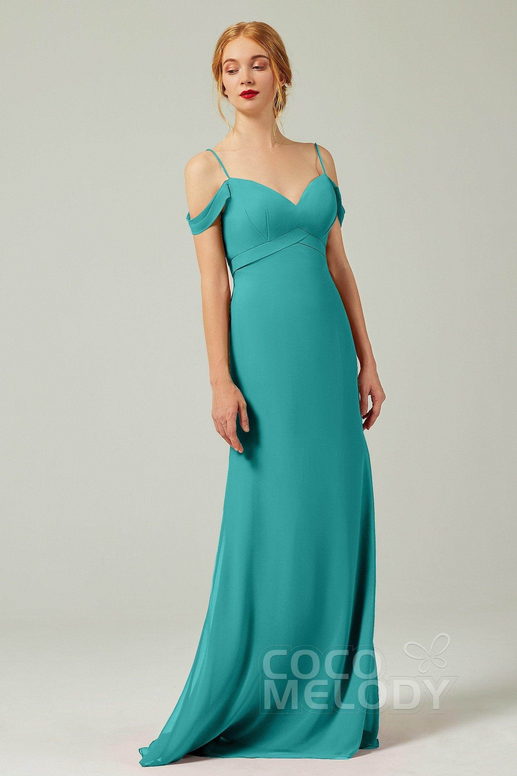 Sheath-Column Floor Length Chiffon Bridesmaid Dress Formal Dresses CB0343