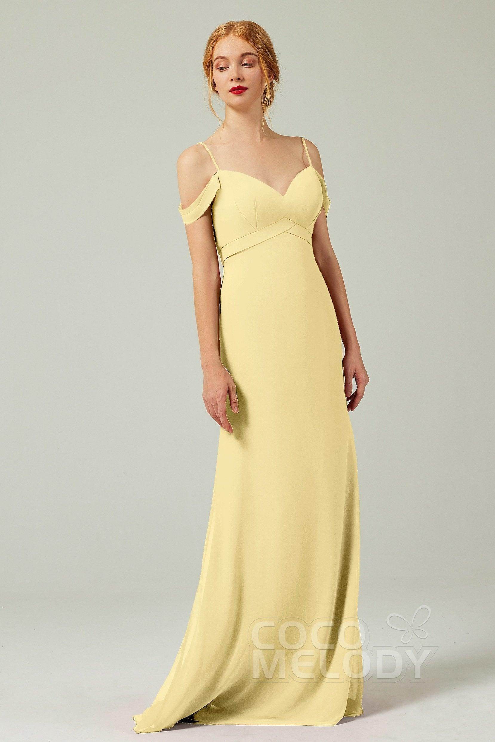 Sheath-Column Floor Length Chiffon Bridesmaid Dress Formal Dresses CB0343