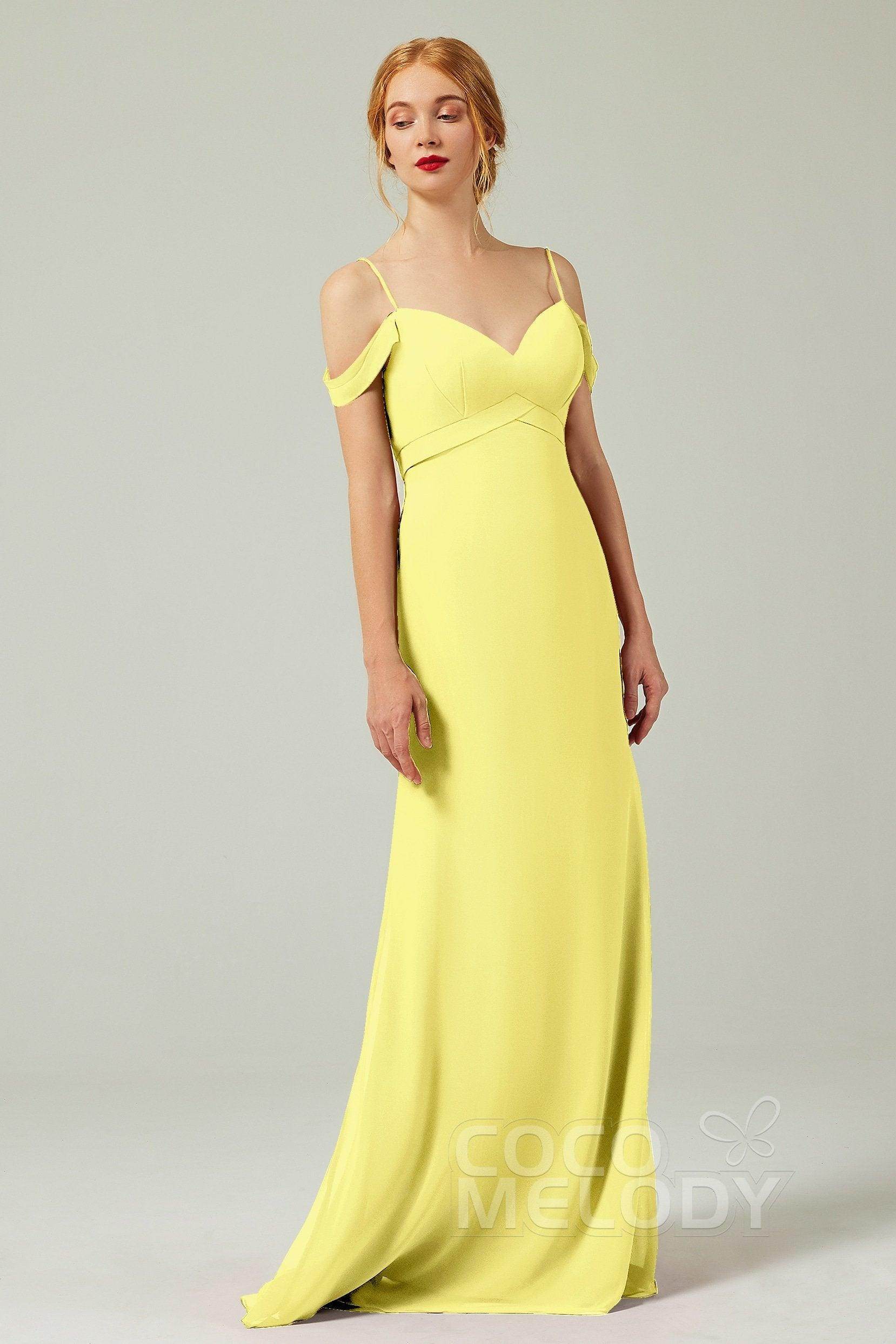 Sheath-Column Floor Length Chiffon Bridesmaid Dress Formal Dresses CB0343