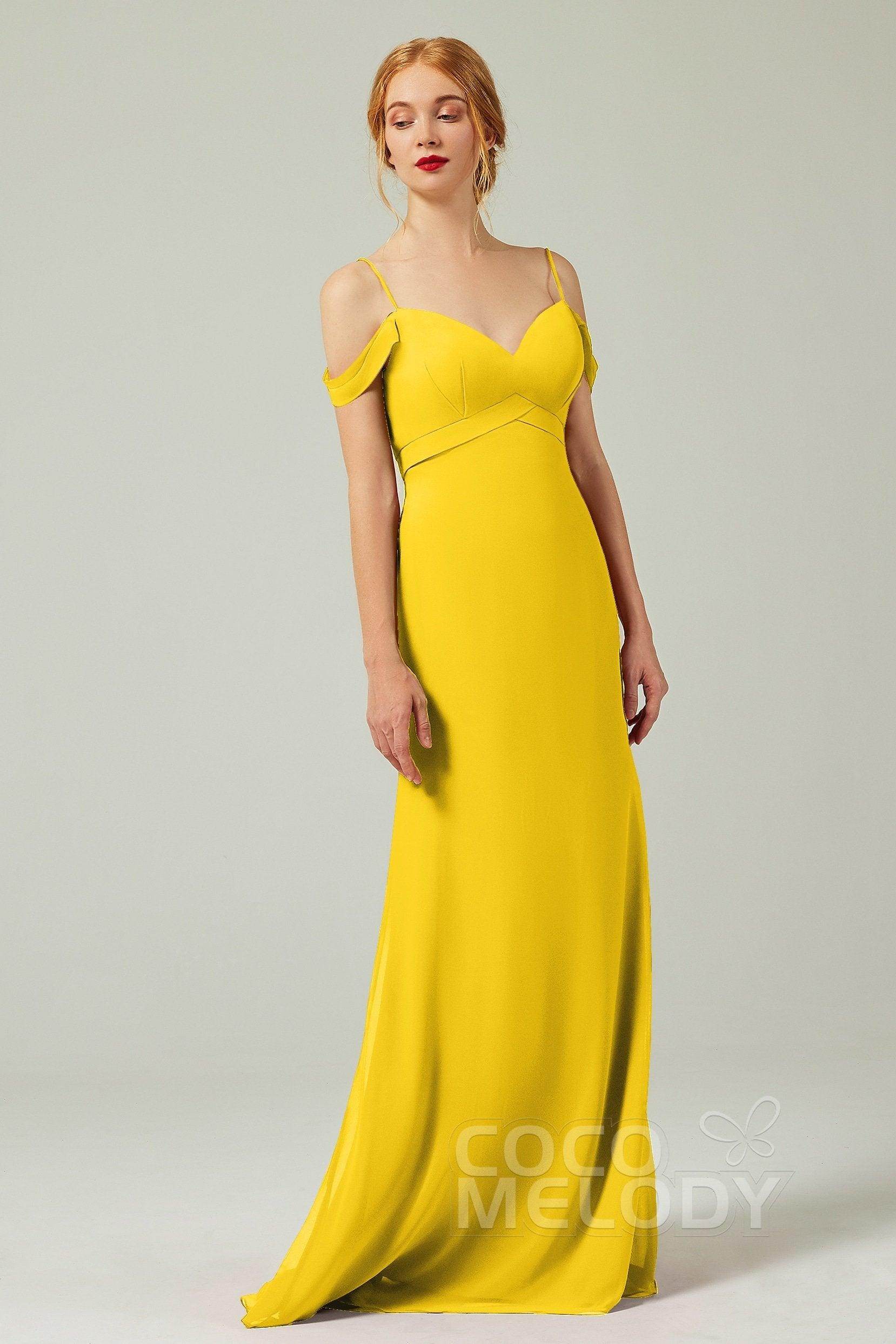 Sheath-Column Floor Length Chiffon Bridesmaid Dress Formal Dresses CB0343