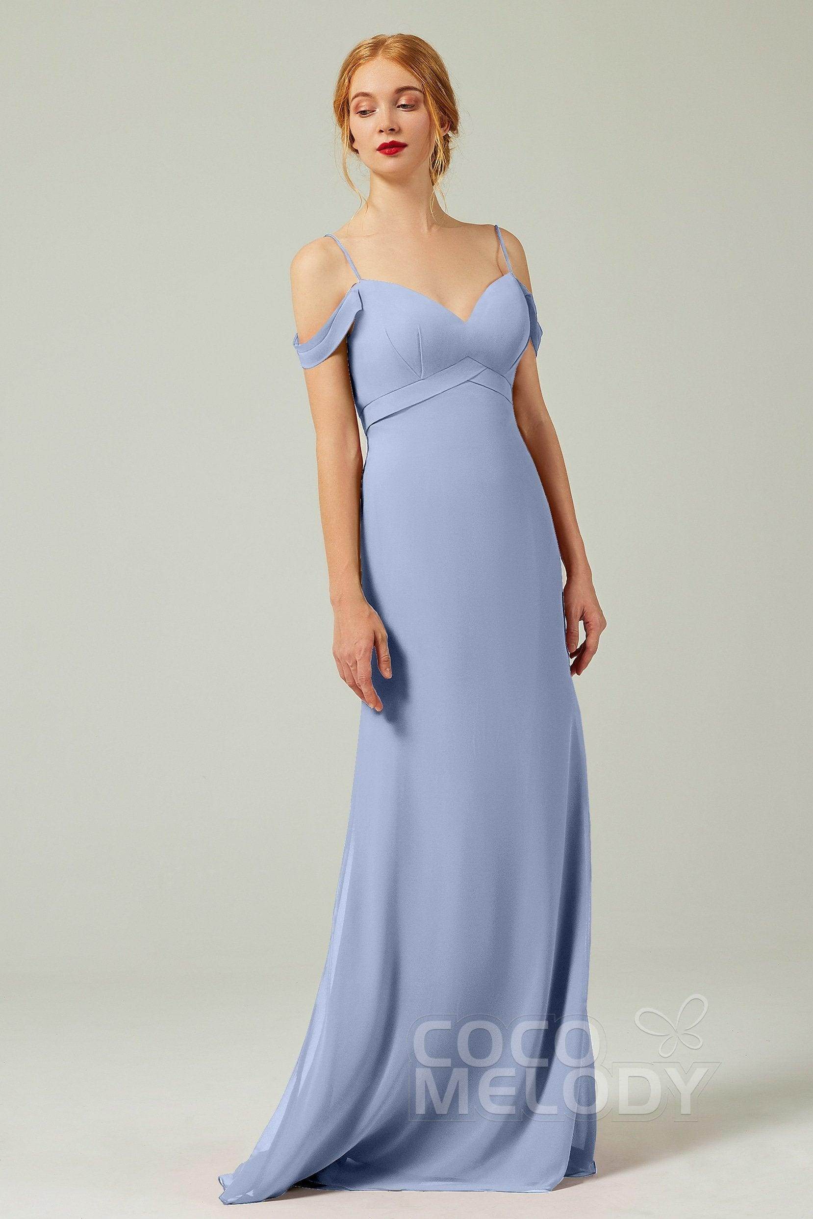 Sheath-Column Floor Length Chiffon Bridesmaid Dress Formal Dresses CB0343