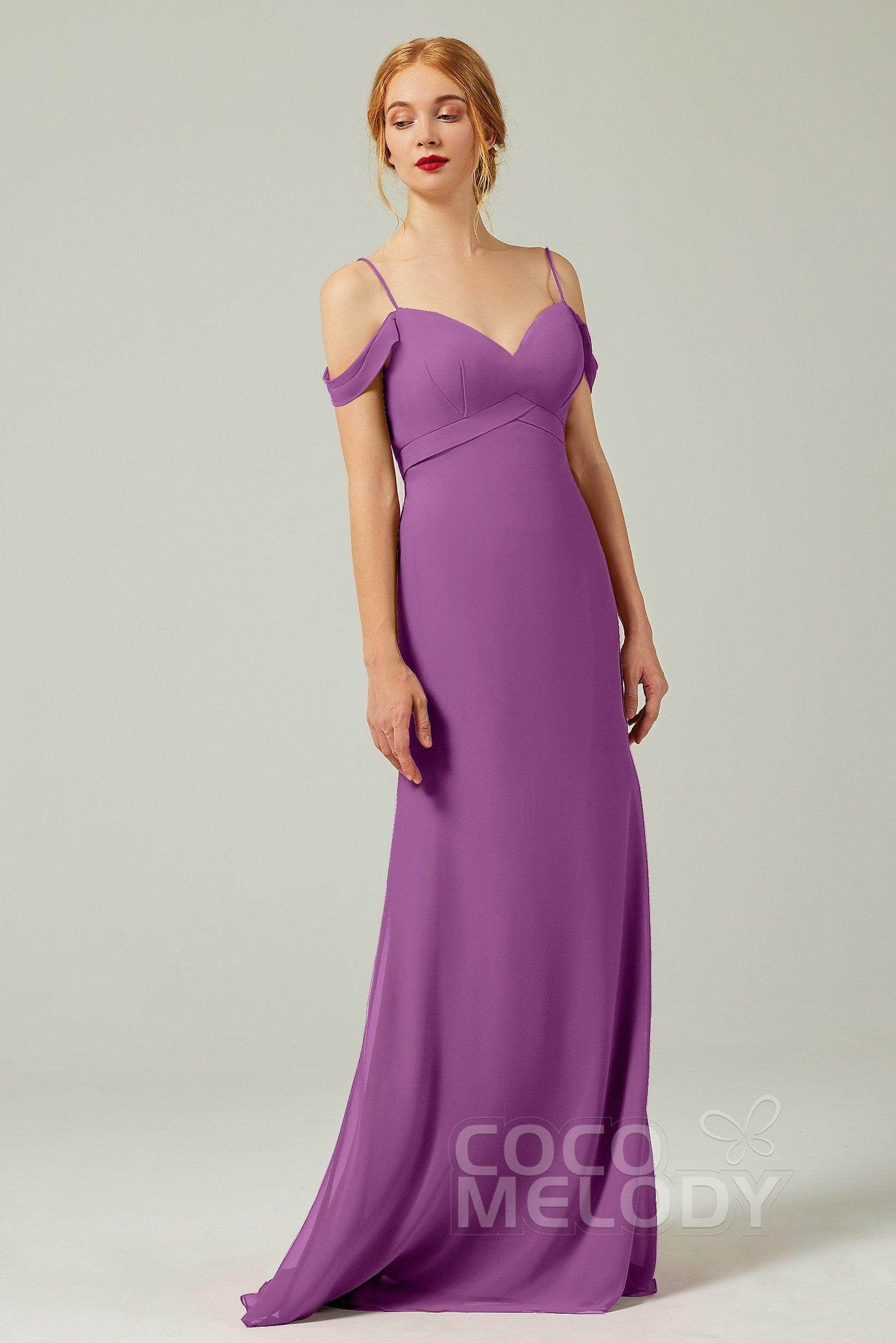 Sheath-Column Floor Length Chiffon Bridesmaid Dress Formal Dresses CB0343
