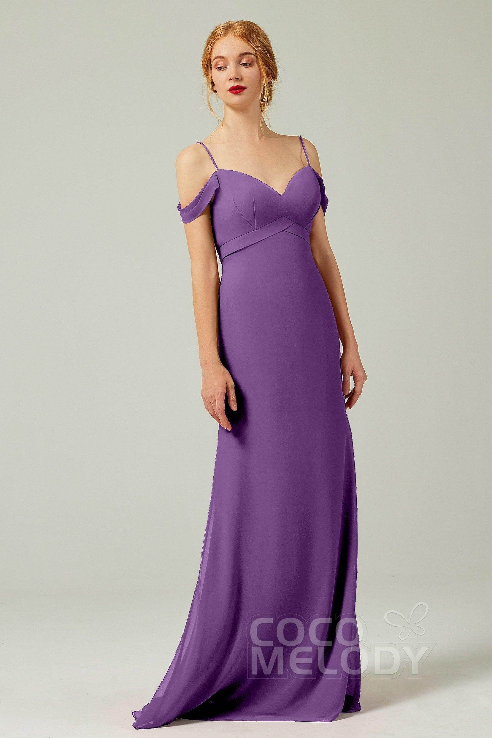 Sheath-Column Floor Length Chiffon Bridesmaid Dress Formal Dresses CB0343