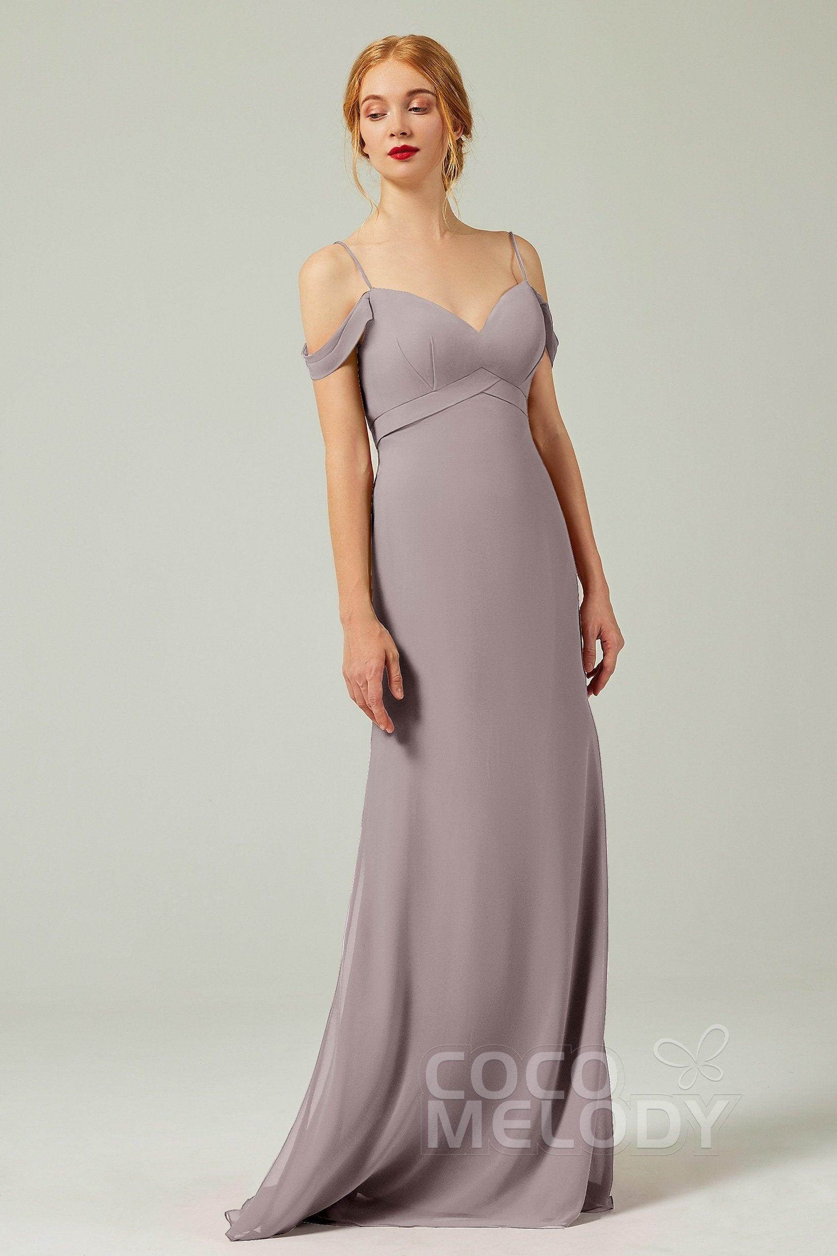 Sheath-Column Floor Length Chiffon Bridesmaid Dress Formal Dresses CB0343