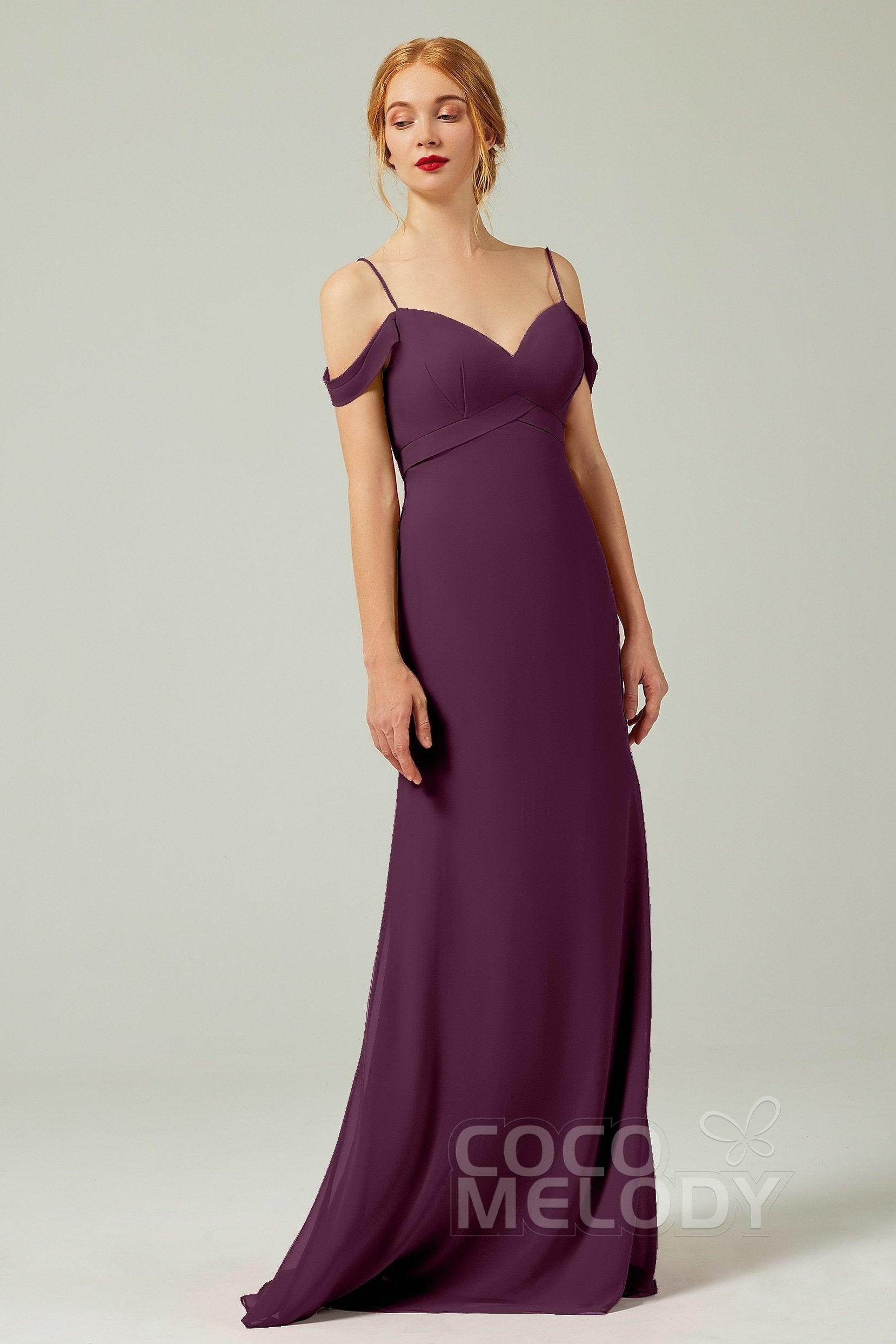 Sheath-Column Floor Length Chiffon Bridesmaid Dress Formal Dresses CB0343