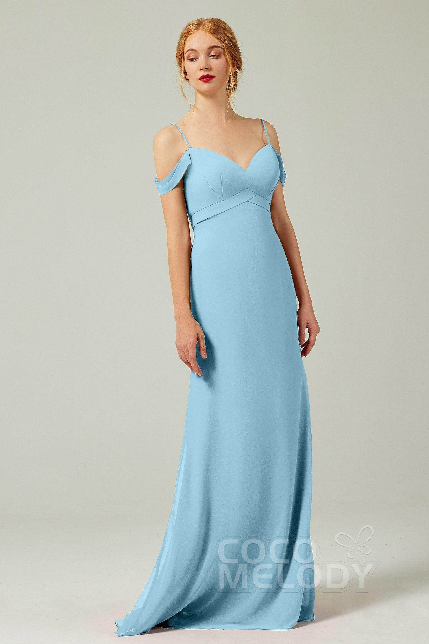Sheath-Column Floor Length Chiffon Bridesmaid Dress Formal Dresses CB0343