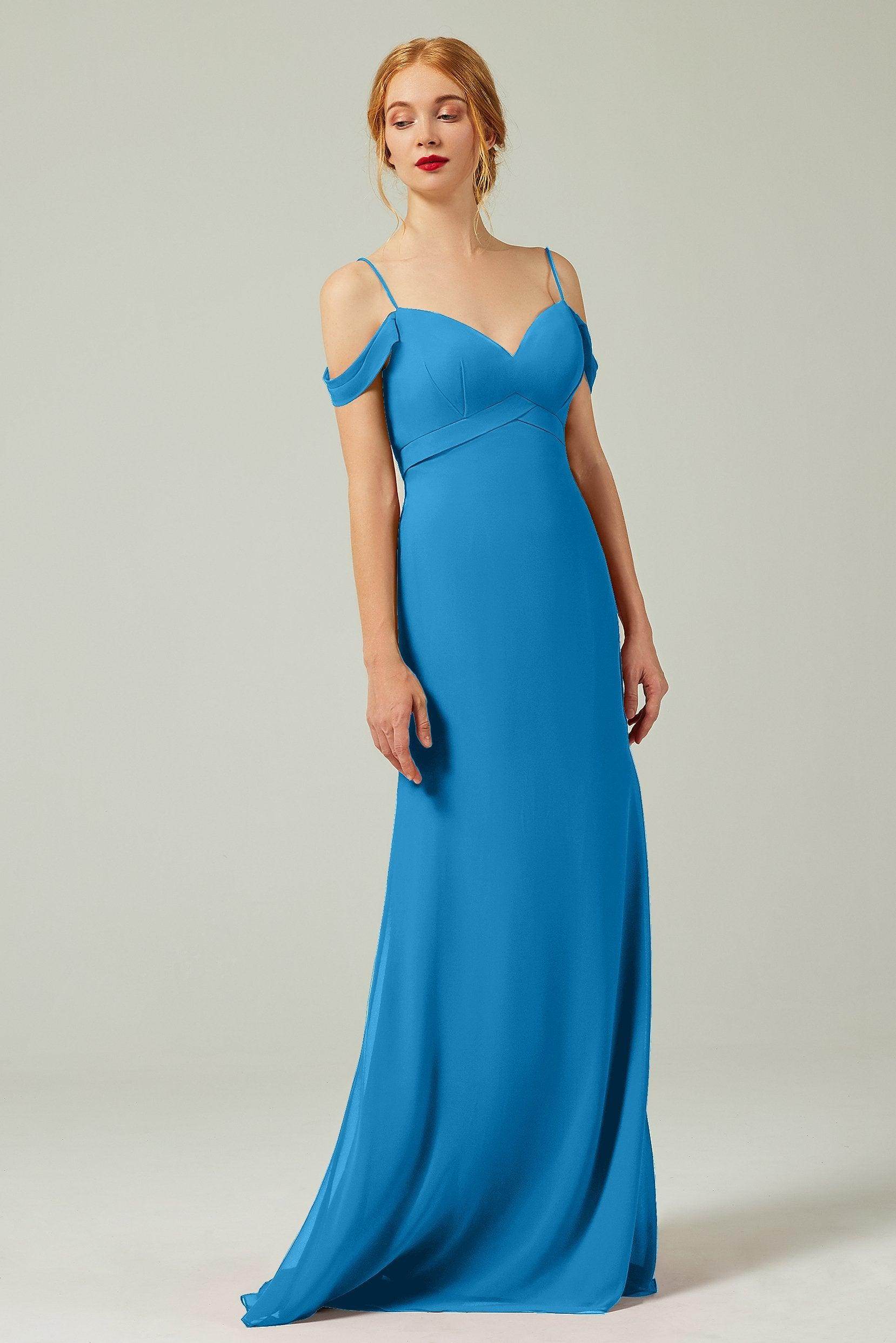 Sheath-Column Floor Length Chiffon Bridesmaid Dress Formal Dresses CB0343