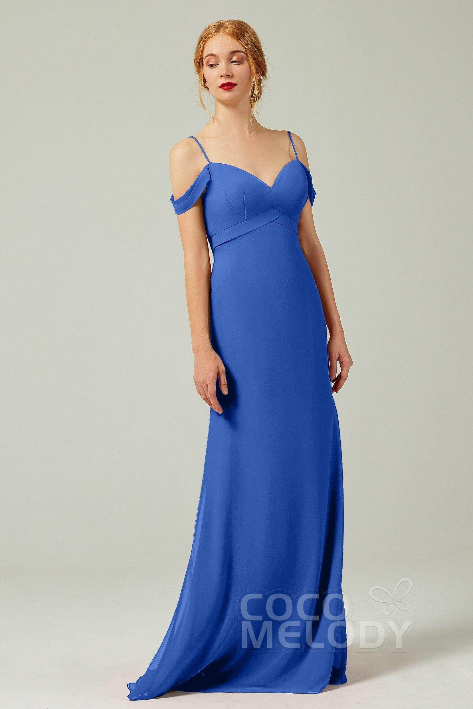 Sheath-Column Floor Length Chiffon Bridesmaid Dress Formal Dresses CB0343