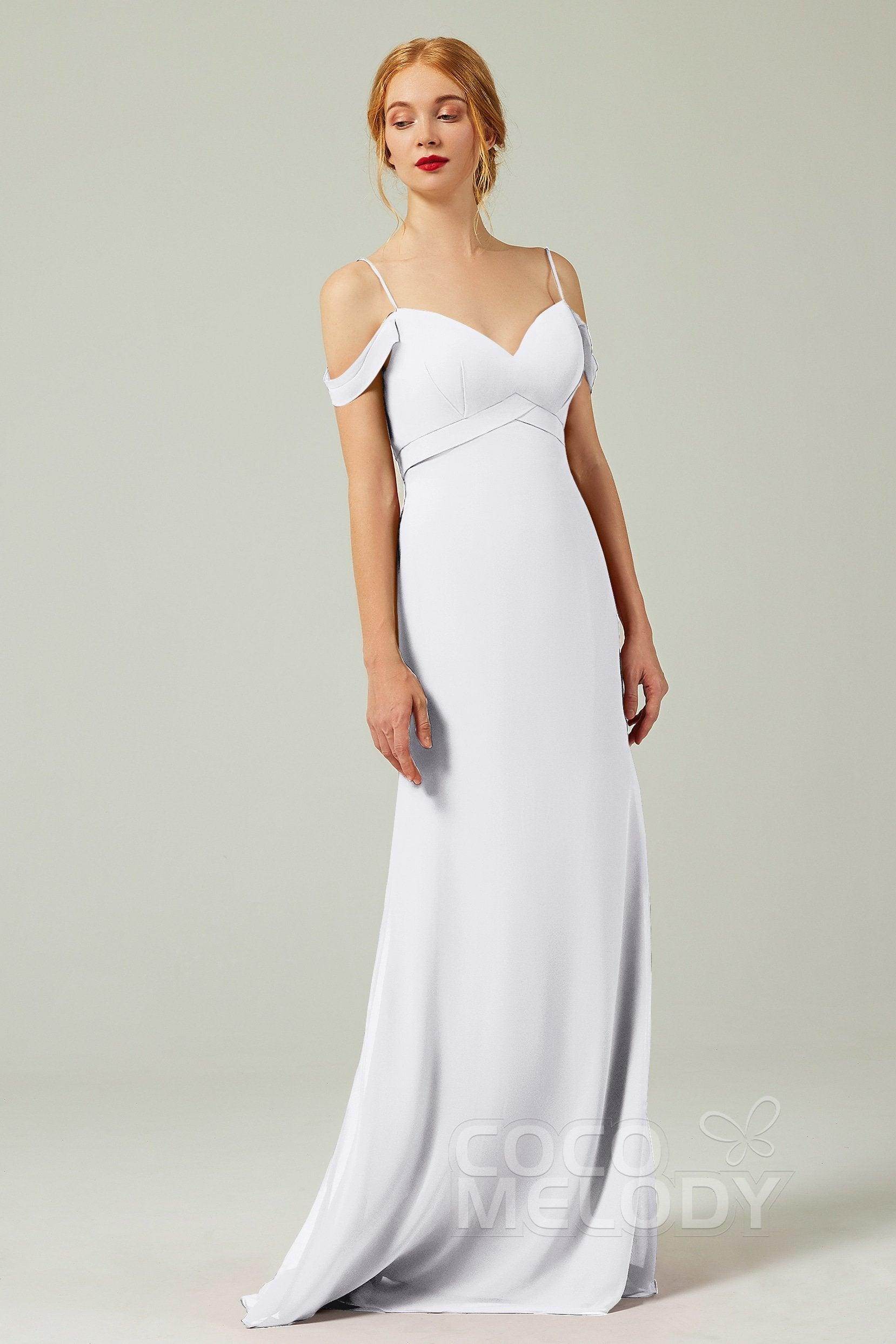 Sheath-Column Floor Length Chiffon Bridesmaid Dress Formal Dresses CB0343