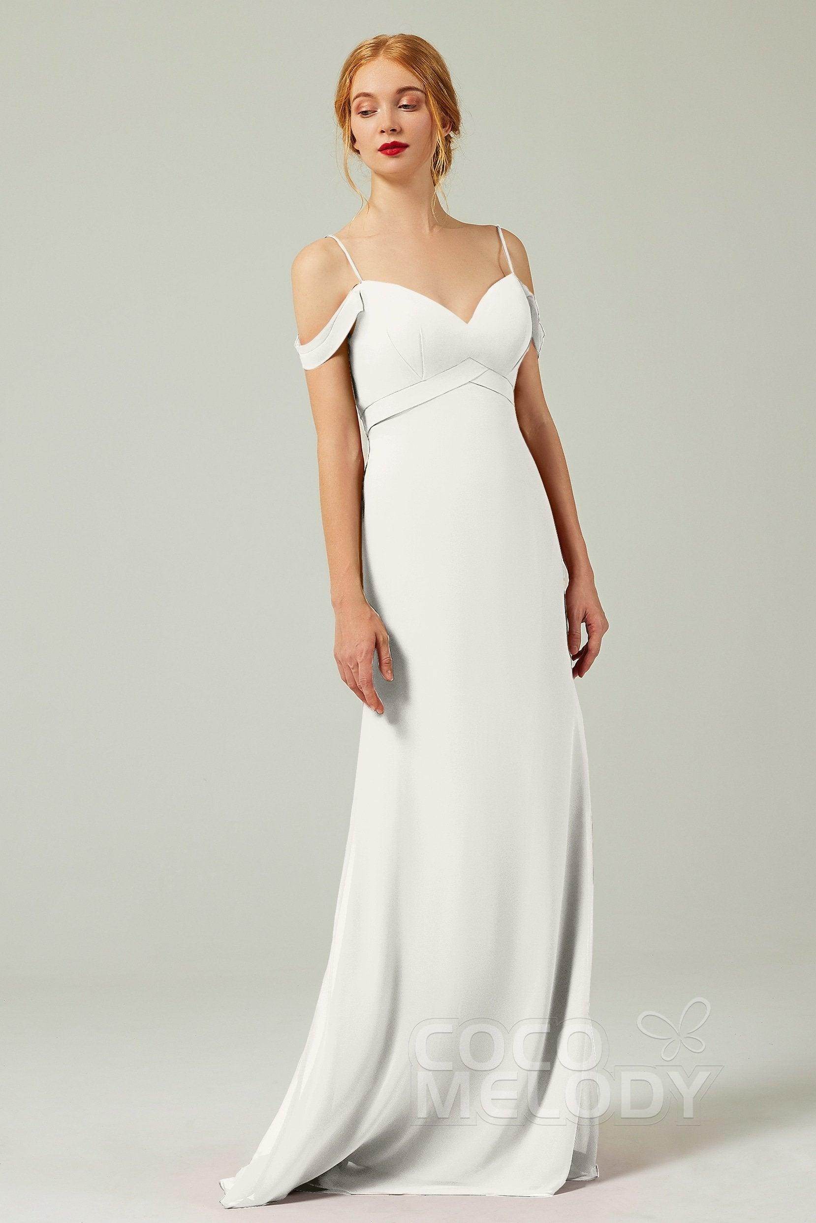 Sheath-Column Floor Length Chiffon Bridesmaid Dress Formal Dresses CB0343