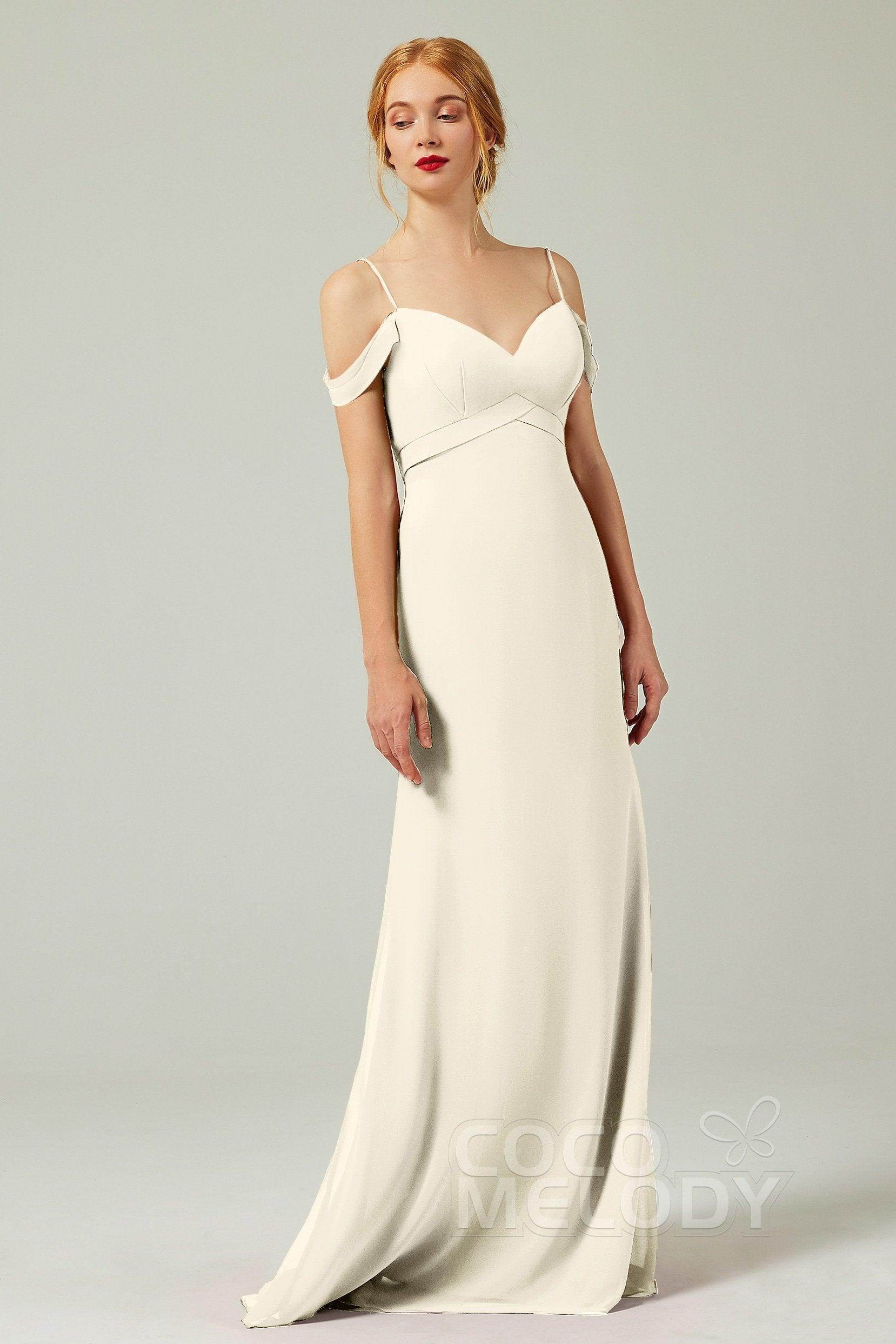 Sheath-Column Floor Length Chiffon Bridesmaid Dress Formal Dresses CB0343