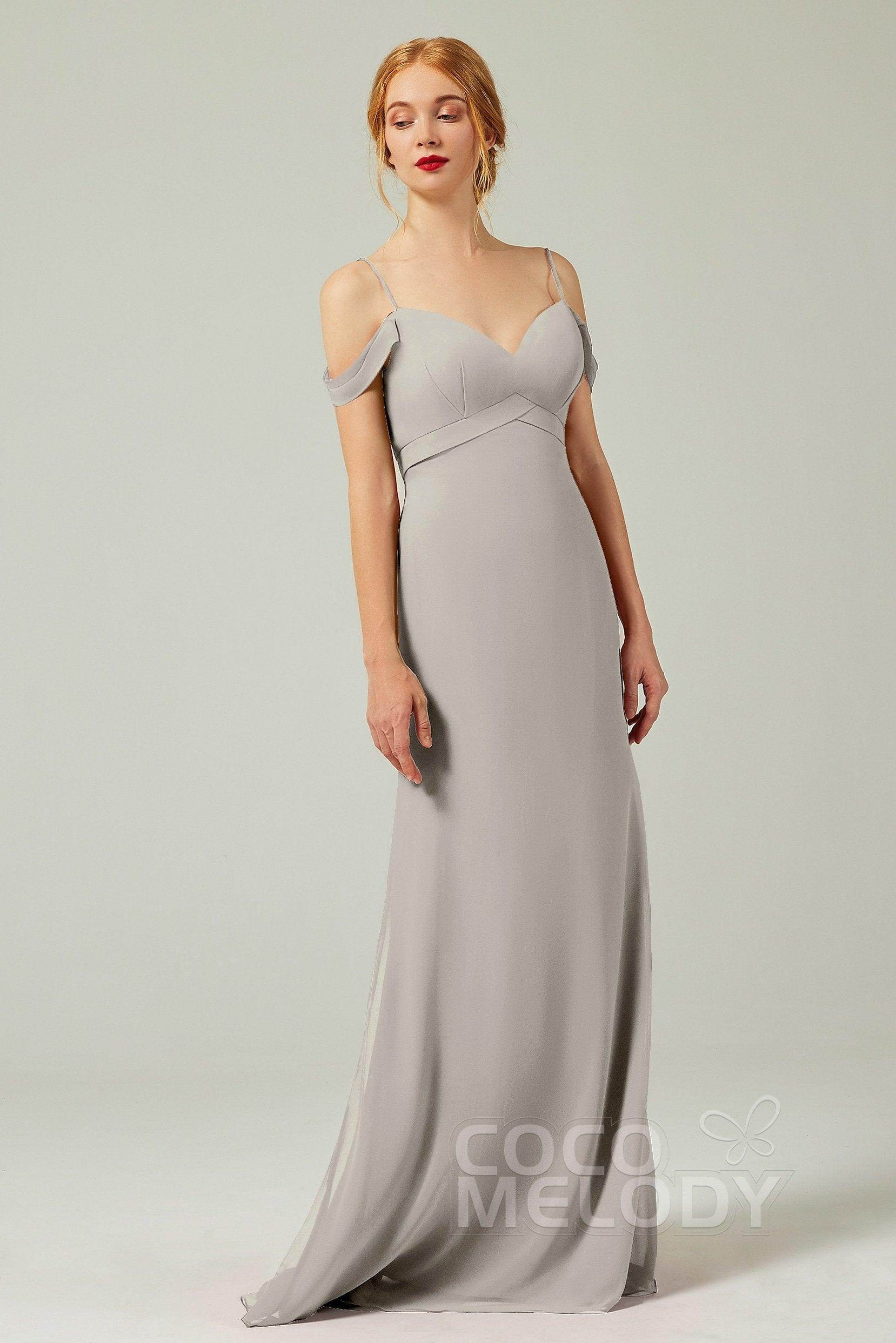 Sheath-Column Floor Length Chiffon Bridesmaid Dress Formal Dresses CB0343