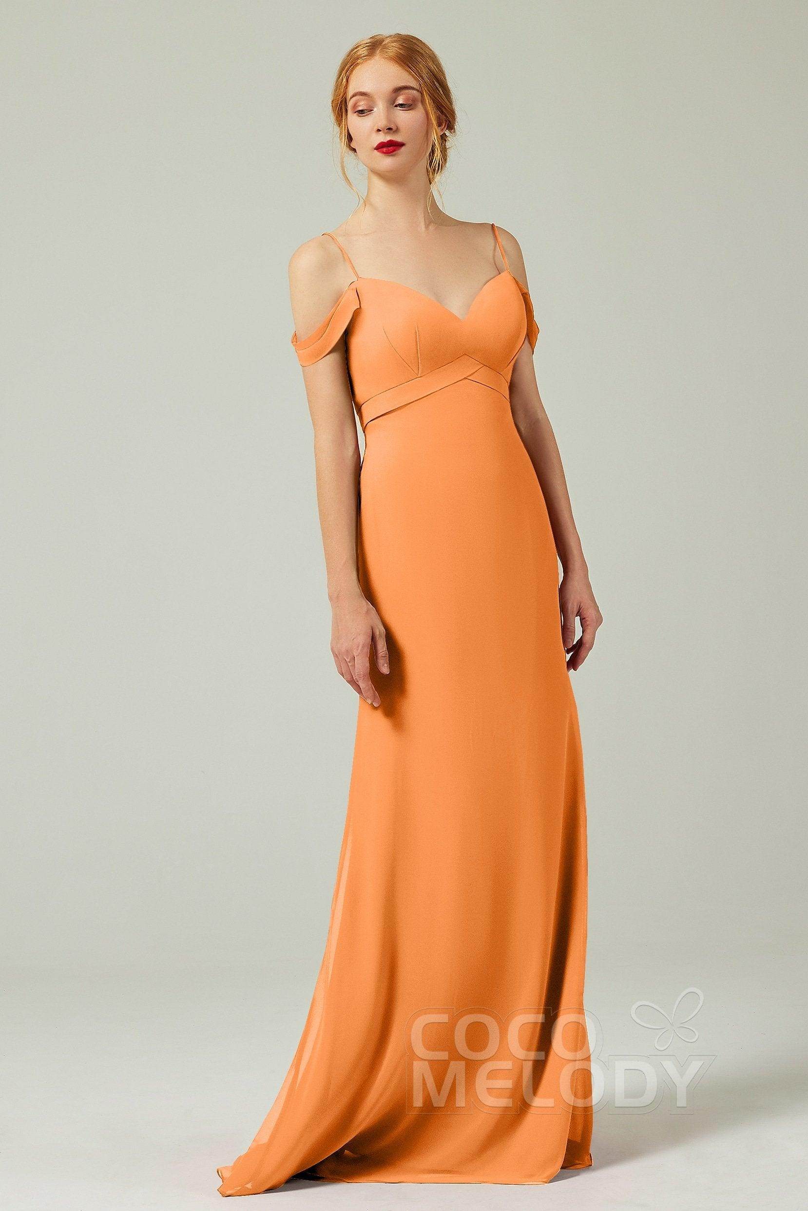 Sheath-Column Floor Length Chiffon Bridesmaid Dress Formal Dresses CB0343