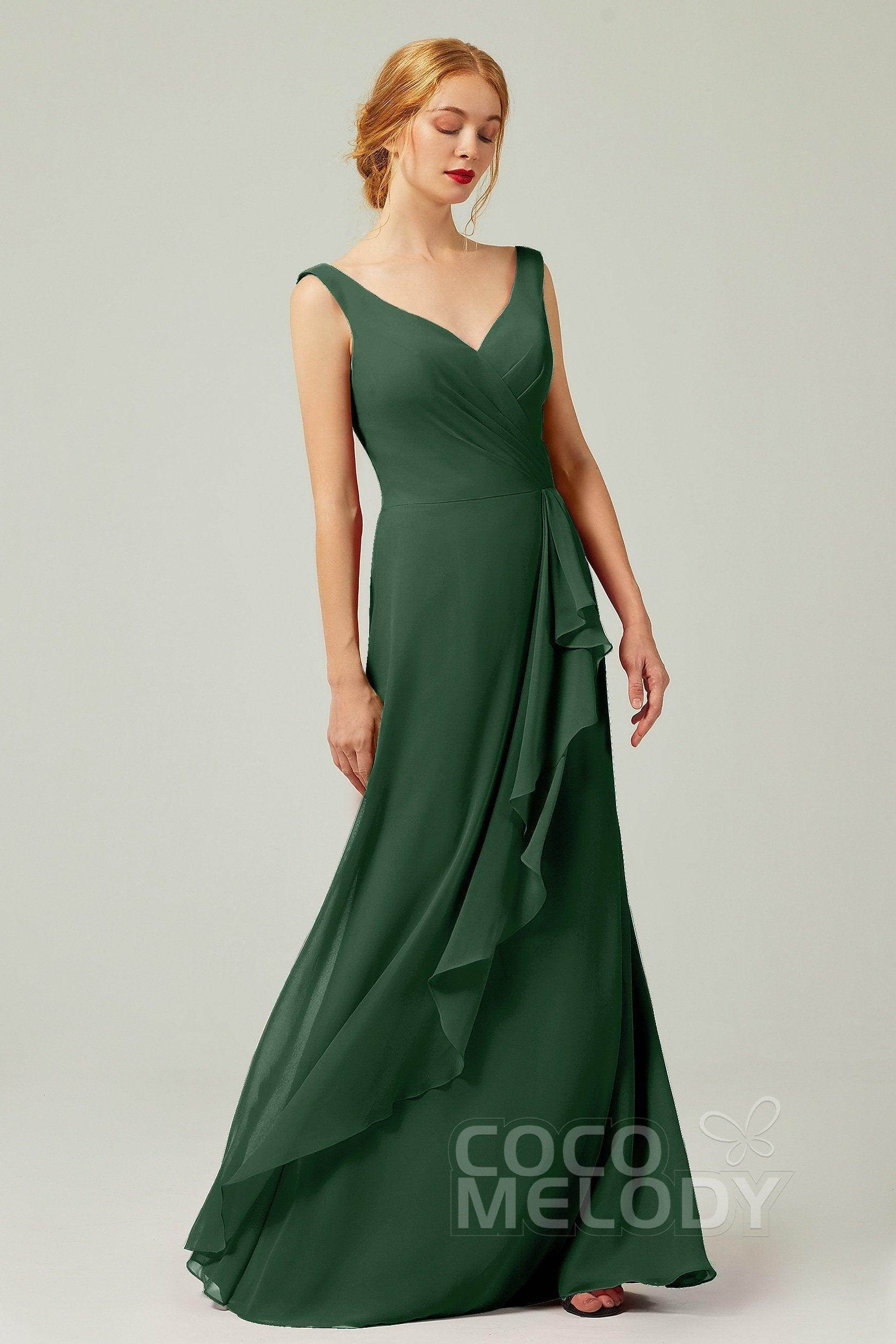 Sheath-Column Floor Length Chiffon Bridesmaid Dress Formal Dresses CB0344PS