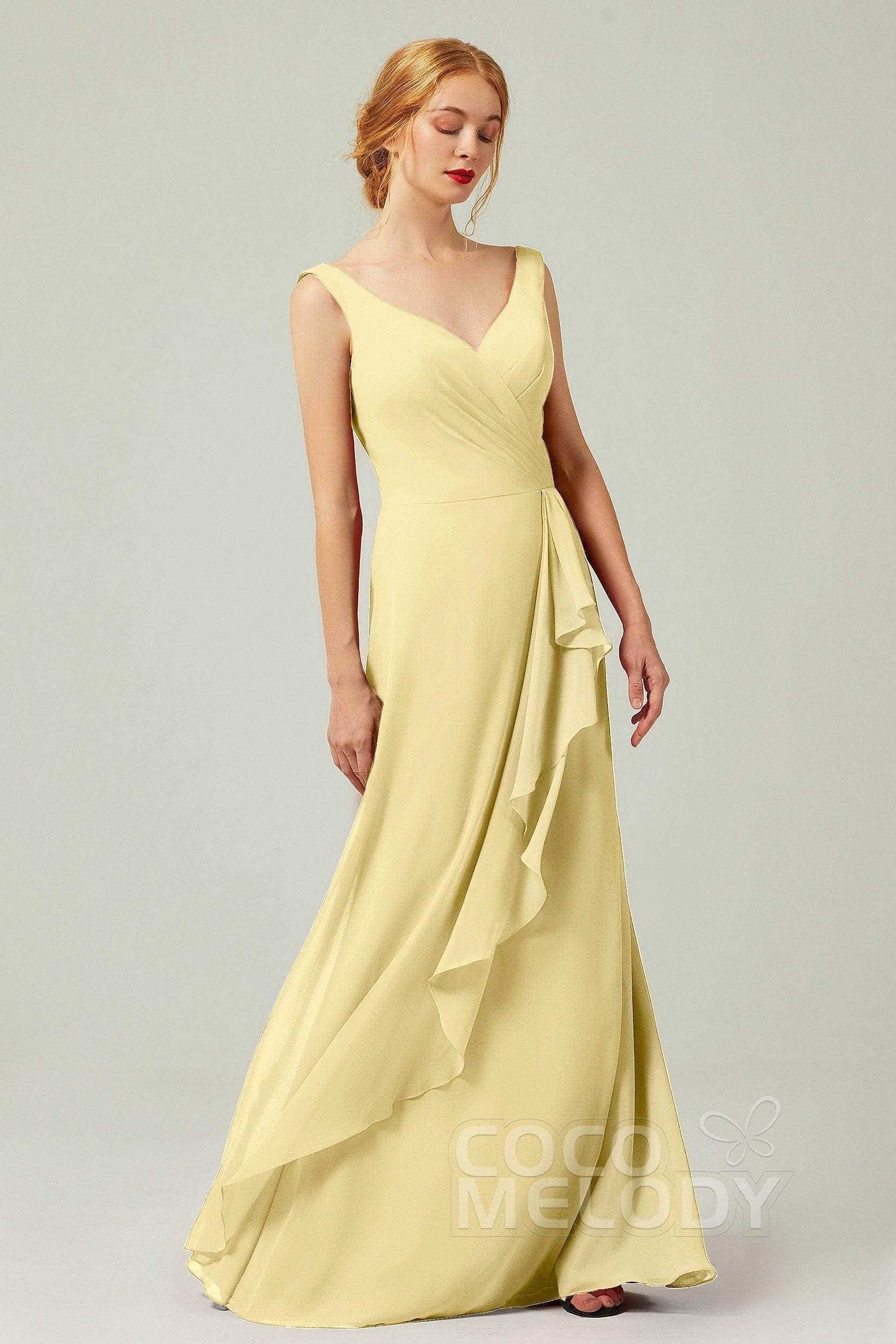Sheath-Column Floor Length Chiffon Bridesmaid Dress Formal Dresses CB0344PS