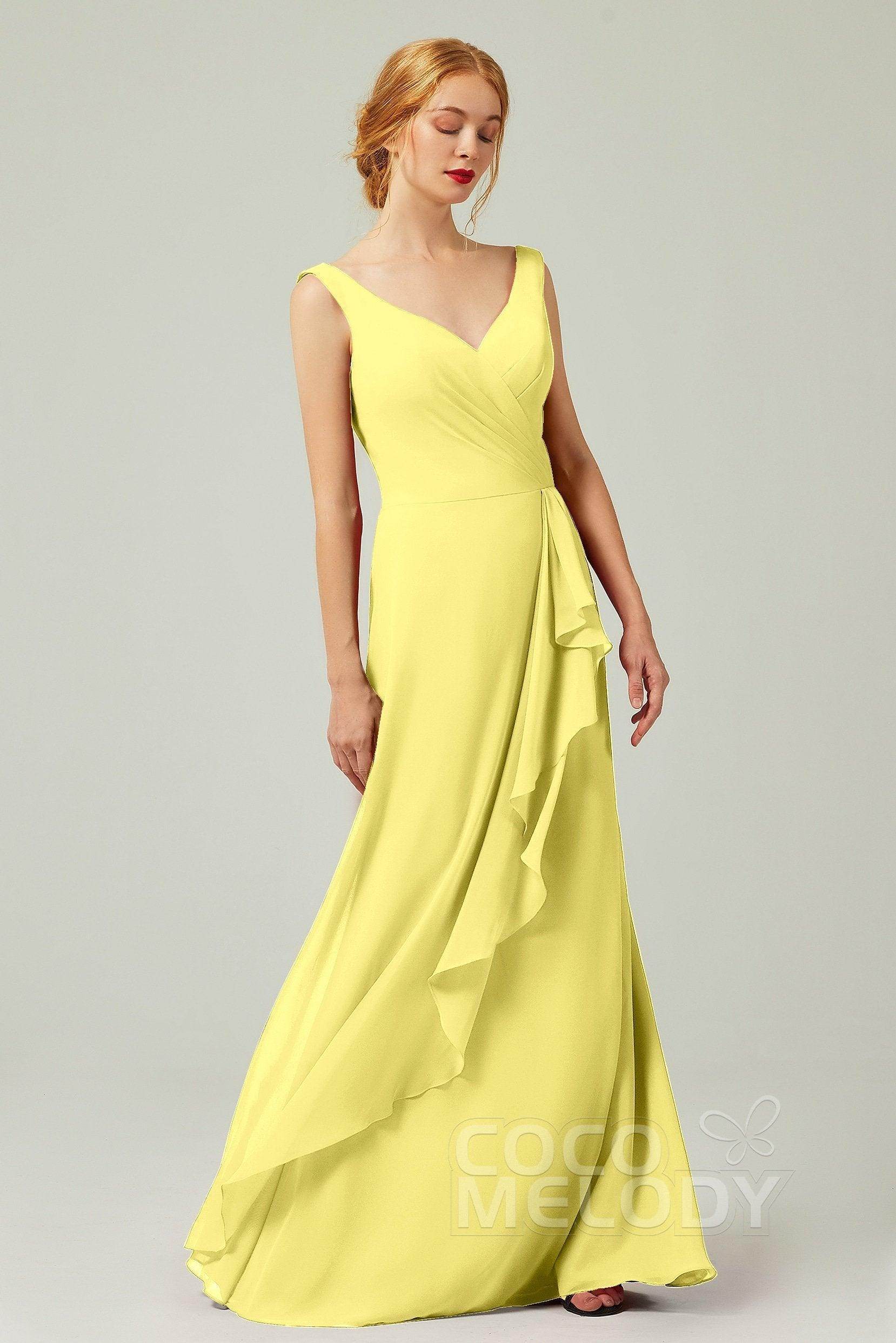 Sheath-Column Floor Length Chiffon Bridesmaid Dress Formal Dresses CB0344PS