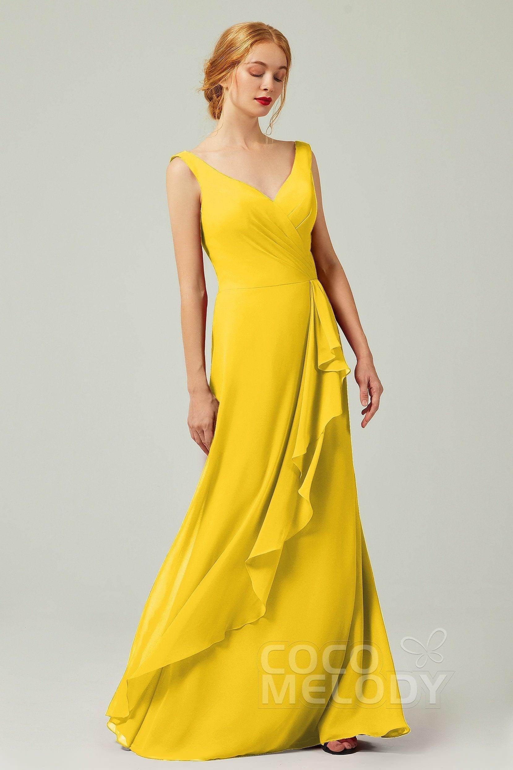 Sheath-Column Floor Length Chiffon Bridesmaid Dress Formal Dresses CB0344PS