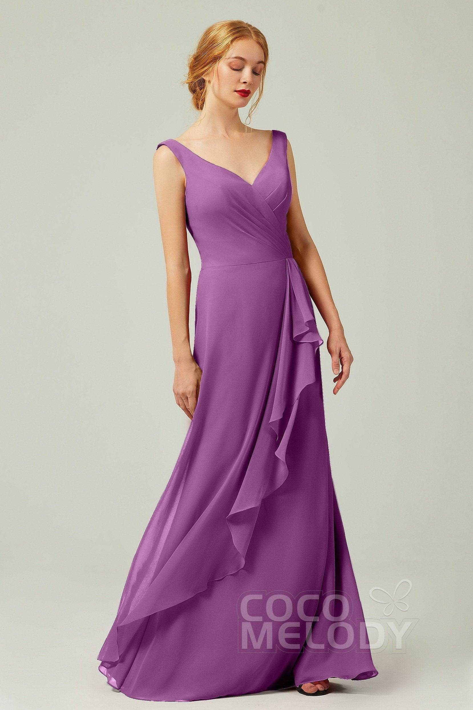 Sheath-Column Floor Length Chiffon Bridesmaid Dress Formal Dresses CB0344