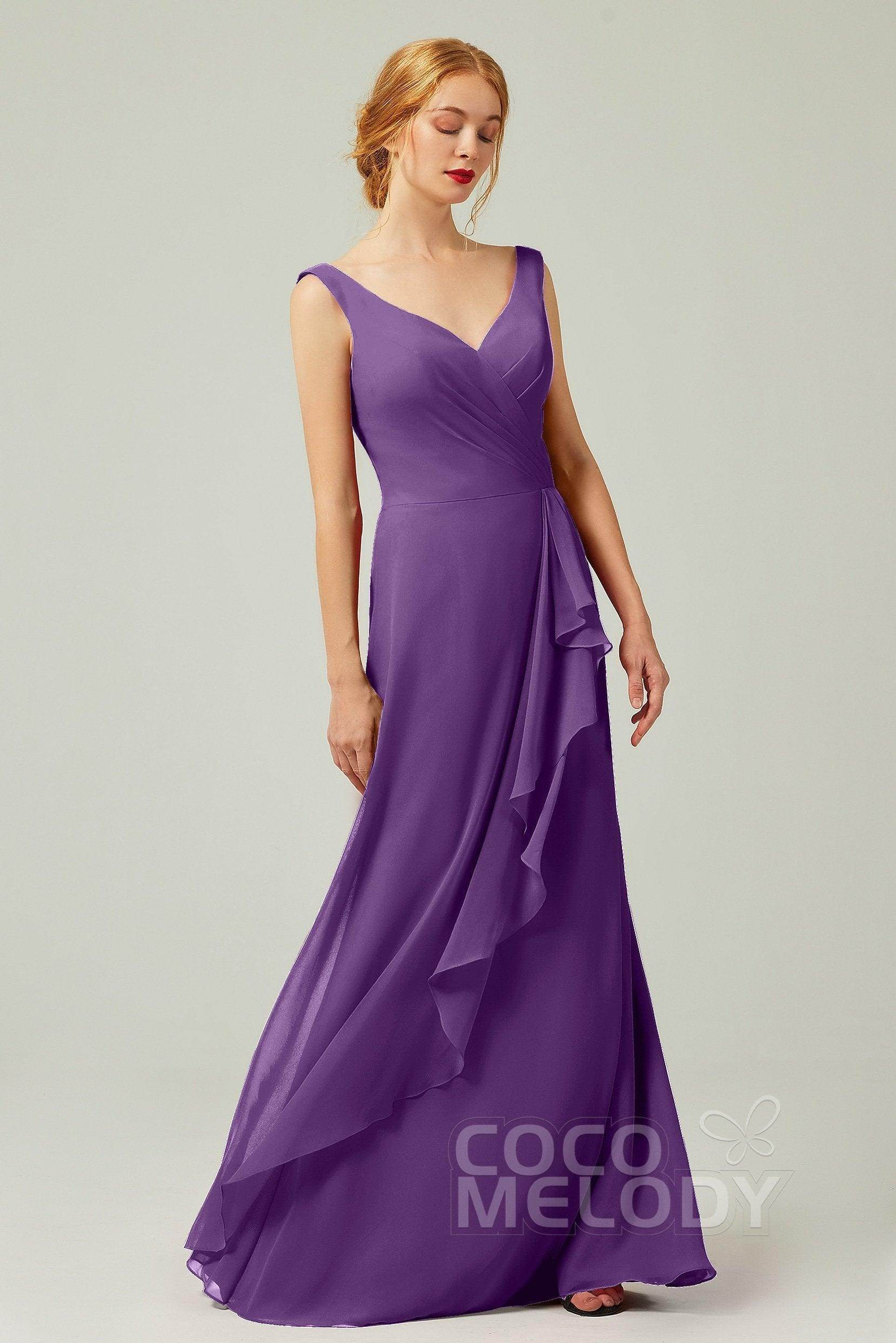 Sheath-Column Floor Length Chiffon Bridesmaid Dress Formal Dresses CB0344