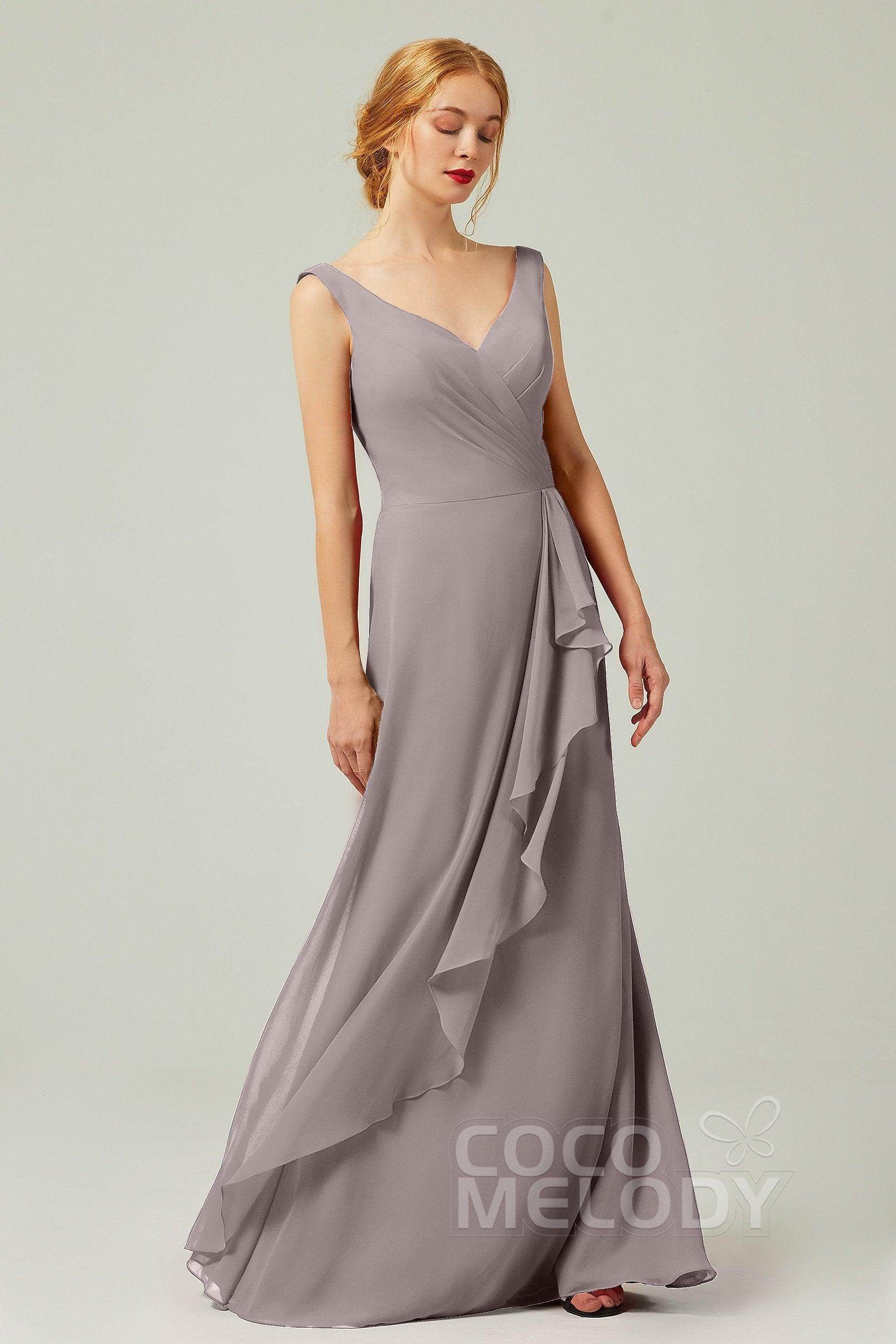 Sheath-Column Floor Length Chiffon Bridesmaid Dress Formal Dresses CB0344PS